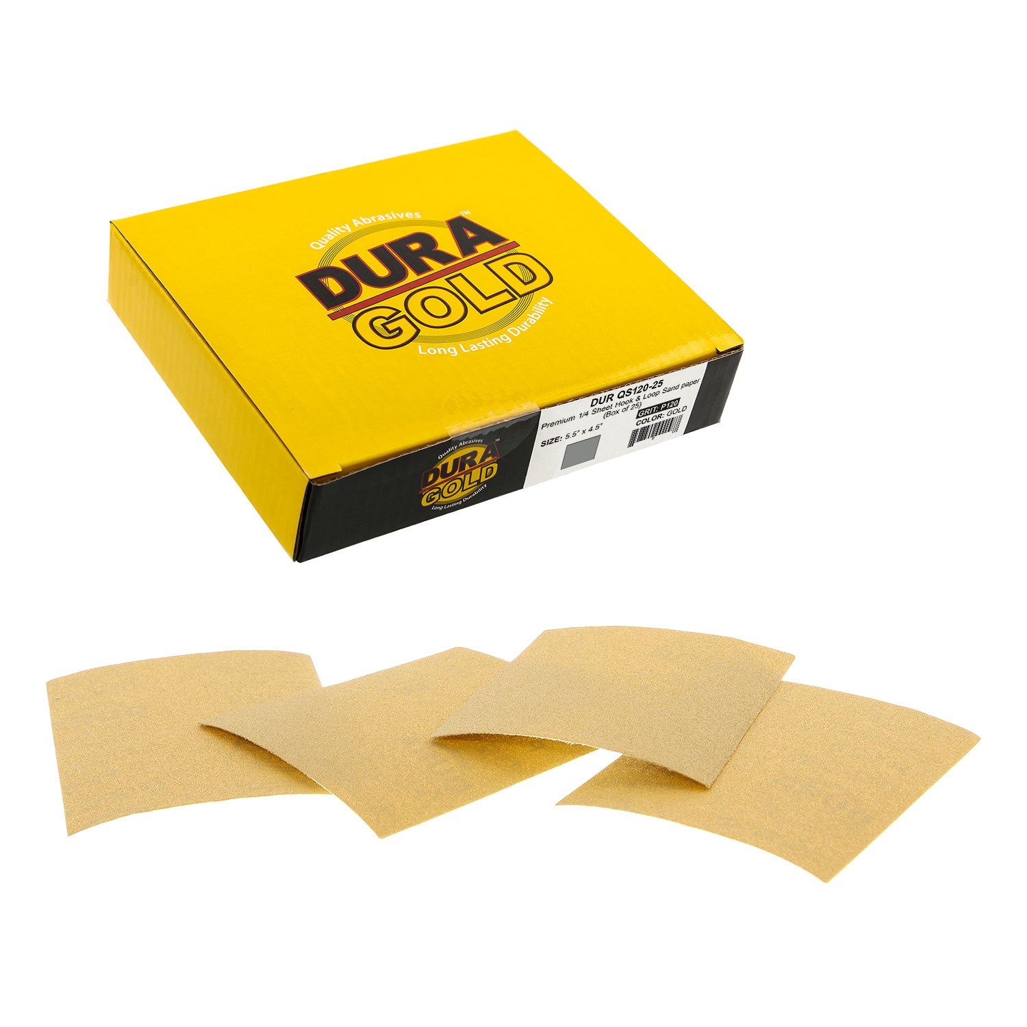 120 Grit 1/4 Sheet Hook & Loop Sandpaper 5.5