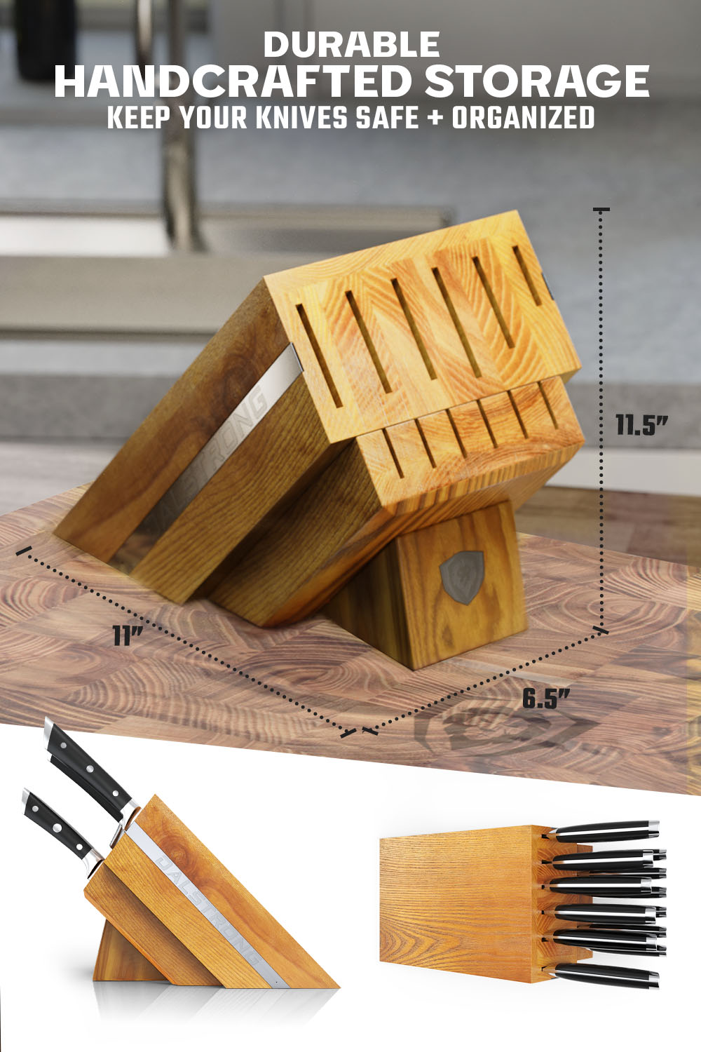 12-Piece Dalstrong Gladiator Series Block Set with Black Handles - NSF Certified Professional Knives for Home Chefs & Culinary Enthusiasts - Perfect for Meal Prep, Slicing & Dicing in Professional Kitchens