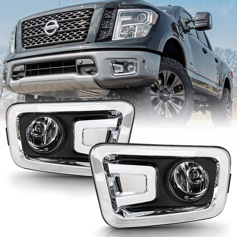 ACANII Fog Lights Driving Lamps Kit for 2016-2019 Nissan Titan & Titan XD - Complete Bumper Assembly for Driver & Passenger Side | Durable Off-Road Lighting for Night Driving & Adventure