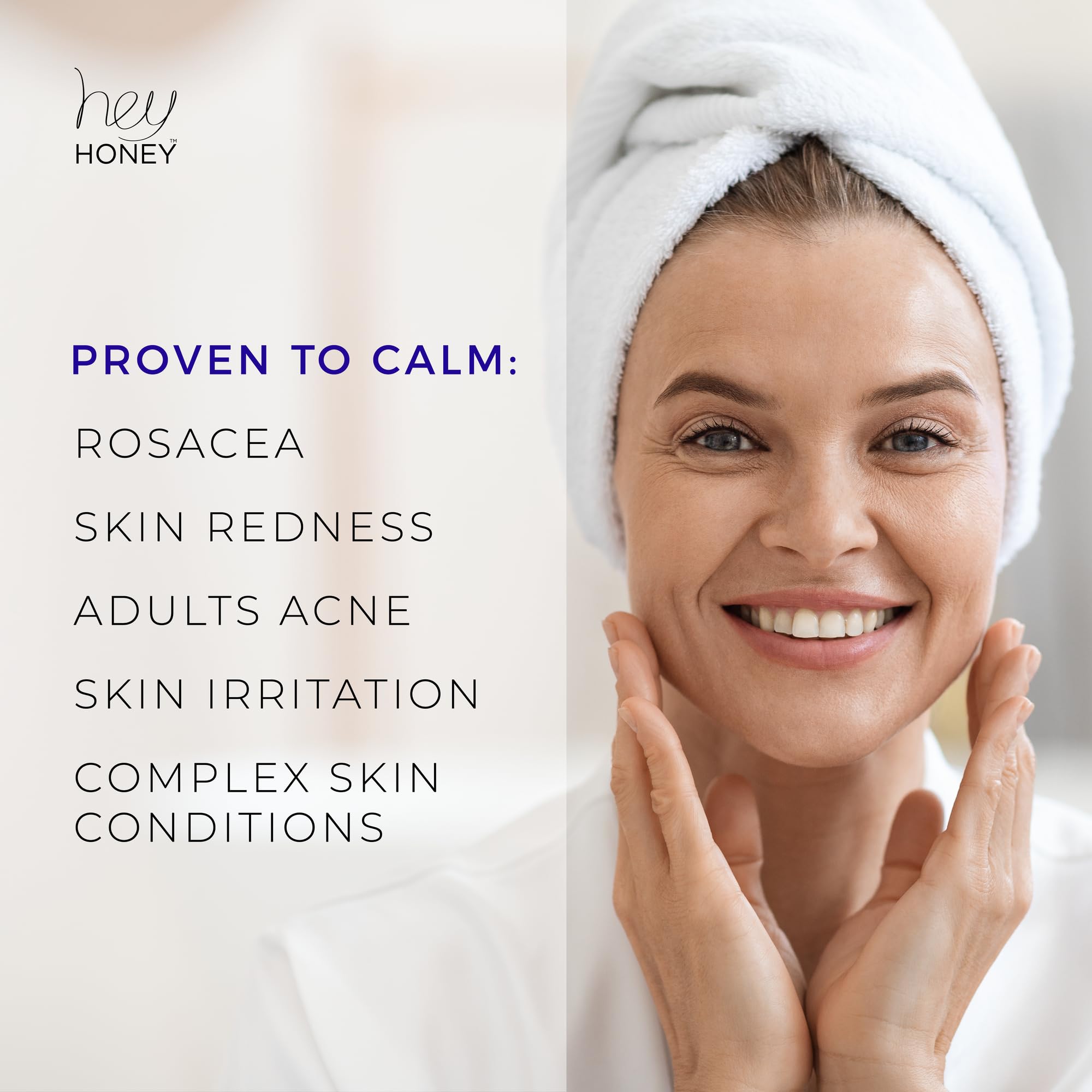 Hey Honey Skincare Relax - Instant Rosacea Treatment & Face Redness Relief | Dermatologist-Tested Calming Moisturizer for Sensitive Skin | Oil-Free with Honey & Propolis | Anti-Aging Benefits | 2.2 Oz | Perfect for Daily Soothing & Redness Reduction