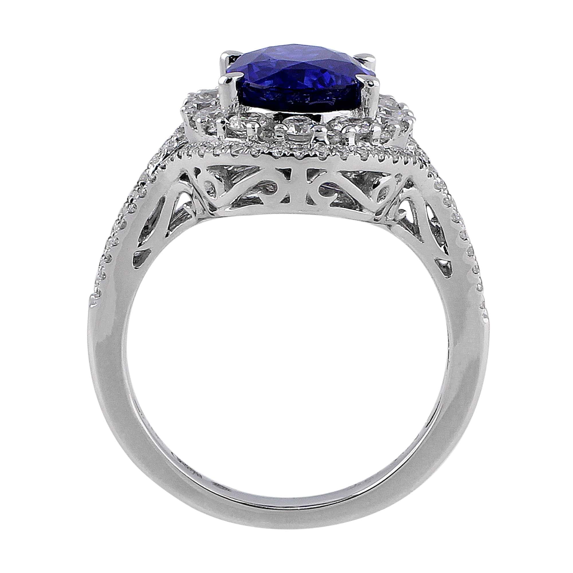 18K White Gold 4.20ct Sapphire and Diamond Engagement Ring for Women - Perfect for Weddings, Anniversaries & Special Occasions