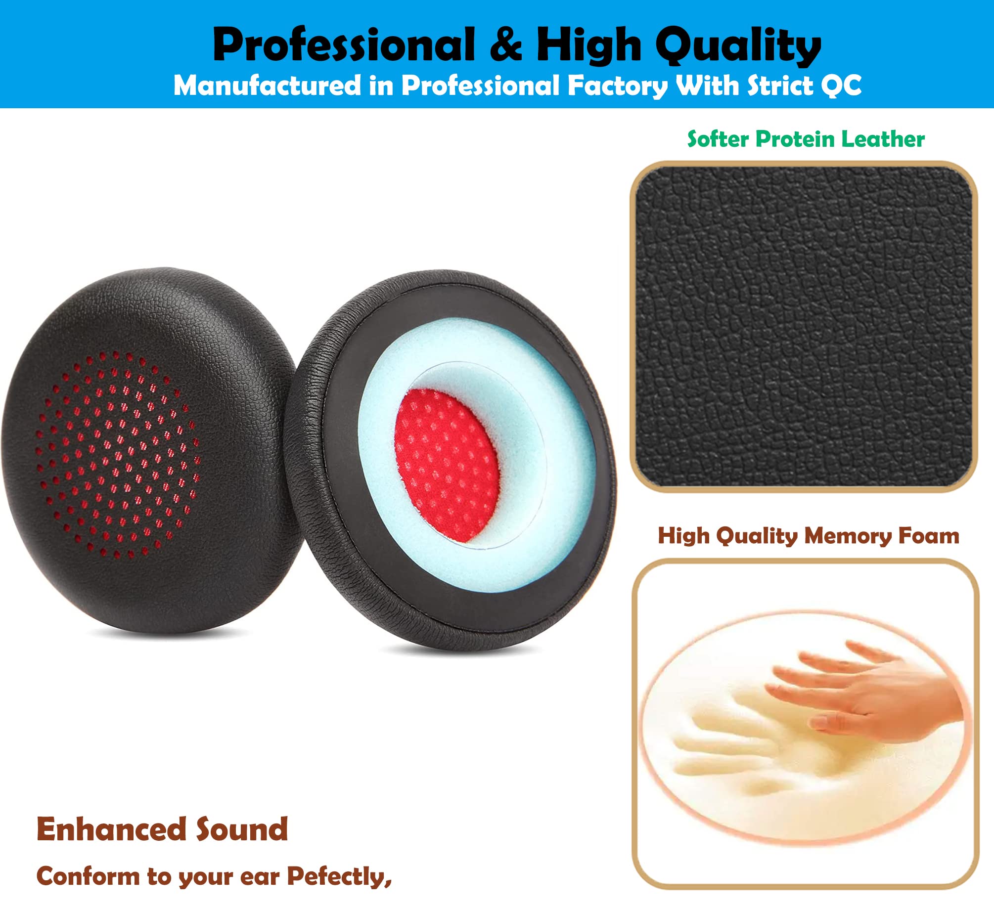 Premium Replacement Earpads Cushion for Plantronics Blackwire 5210 5220 7225 Headphones - Noise Isolating Memory Foam Ear Pads for Office, Call Center & Remote Work Comfort