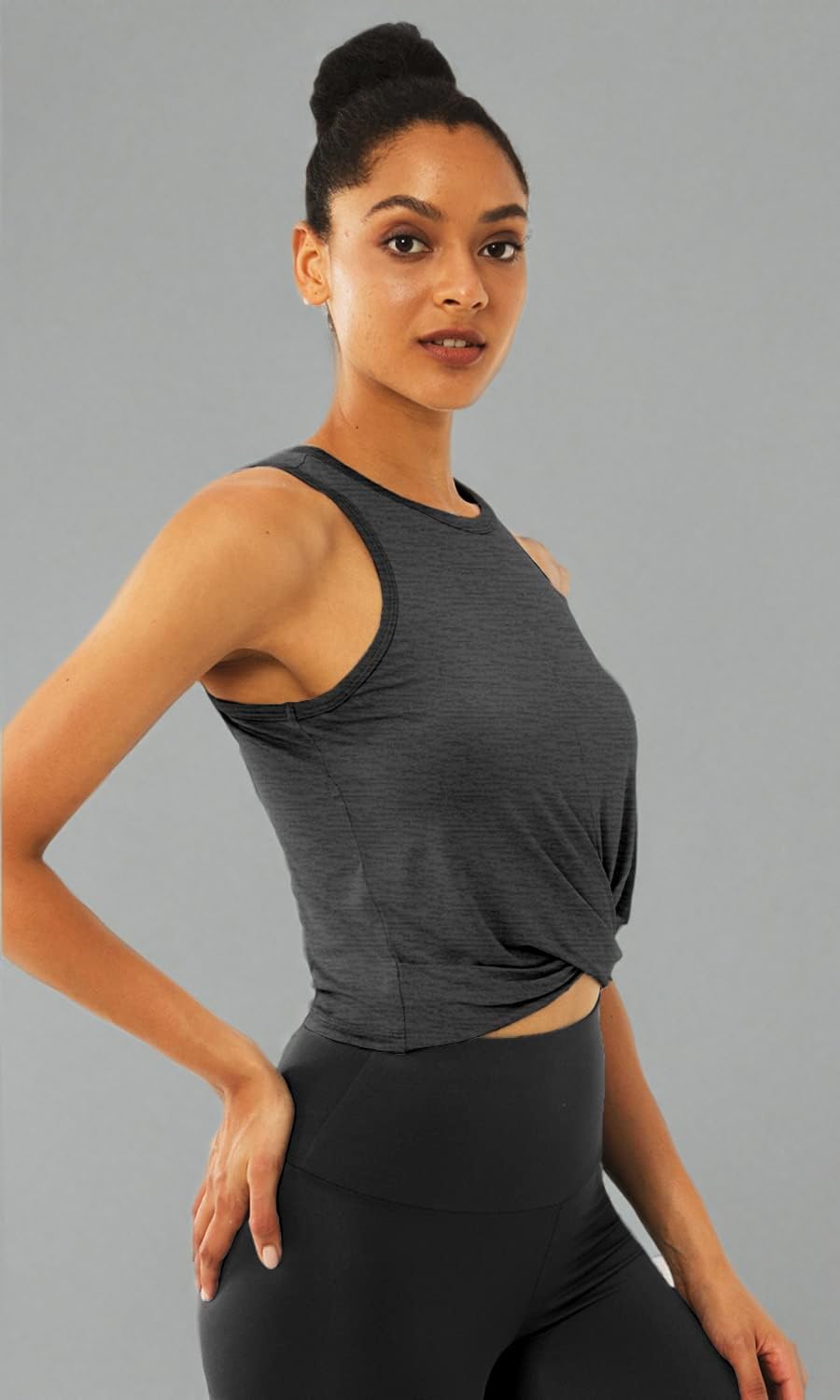 Sanutch Women's Cropped Workout Top - Athletic Twist Front Tank Tops for Yoga, Gym & Running | Loose Fit Fitness Crop Top for Women | Perfect for Workouts, Sports & Casual Wear