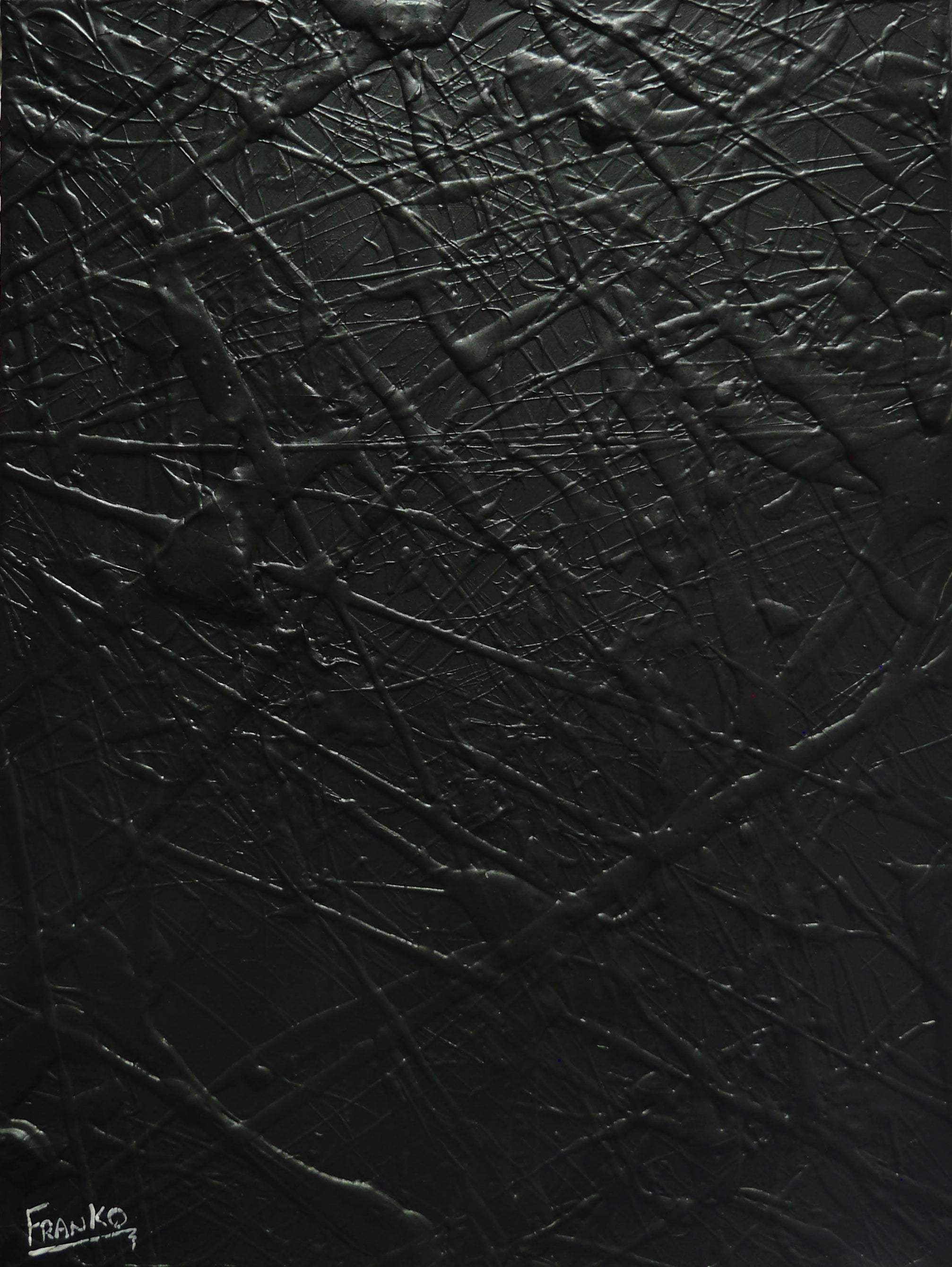 Little Wicked 75cm x 100cm Black Textured Abstract Canvas Wall Art - Modern Home Decor for Living Room, Bedroom & Office