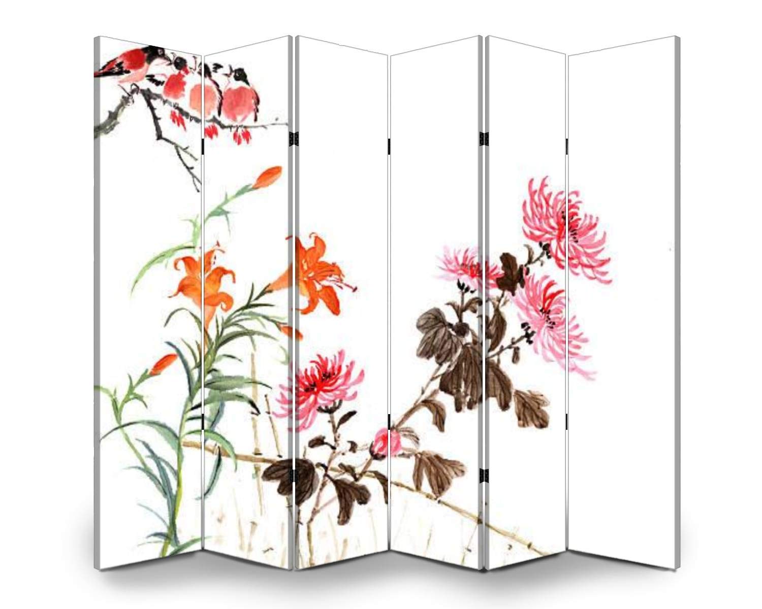 APED DECOR 6-Panel Wooden Room Divider - Folding Privacy Screen with Canvas Panels for Home & Office - Dual-Sided Wall Partition for Indoor Spaces, Bedroom Separator & Decorative Display Shelf - Perfect for Creating Privacy Zones, Home Decor, and Space Organization