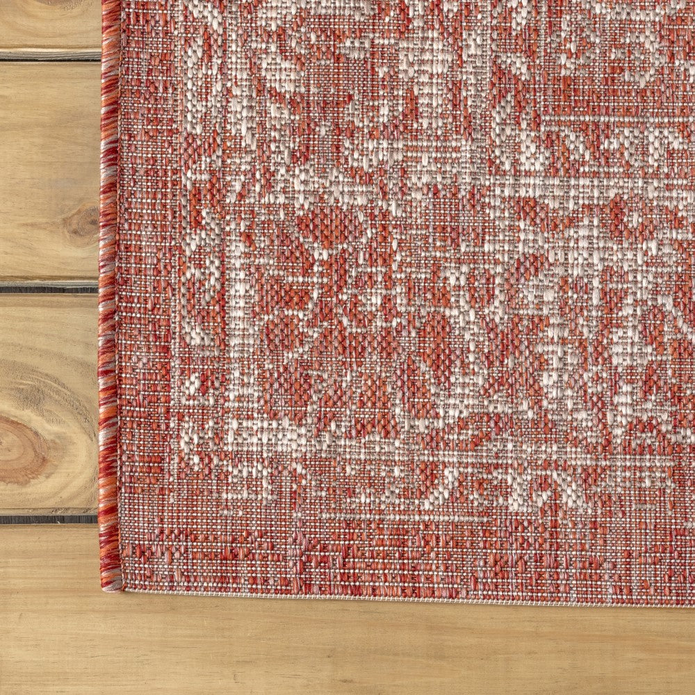 Bohemian Textured Weave Floral Square Rug - Indoor/Outdoor Use for Living Room, Bedroom, Patio & Garden Decor