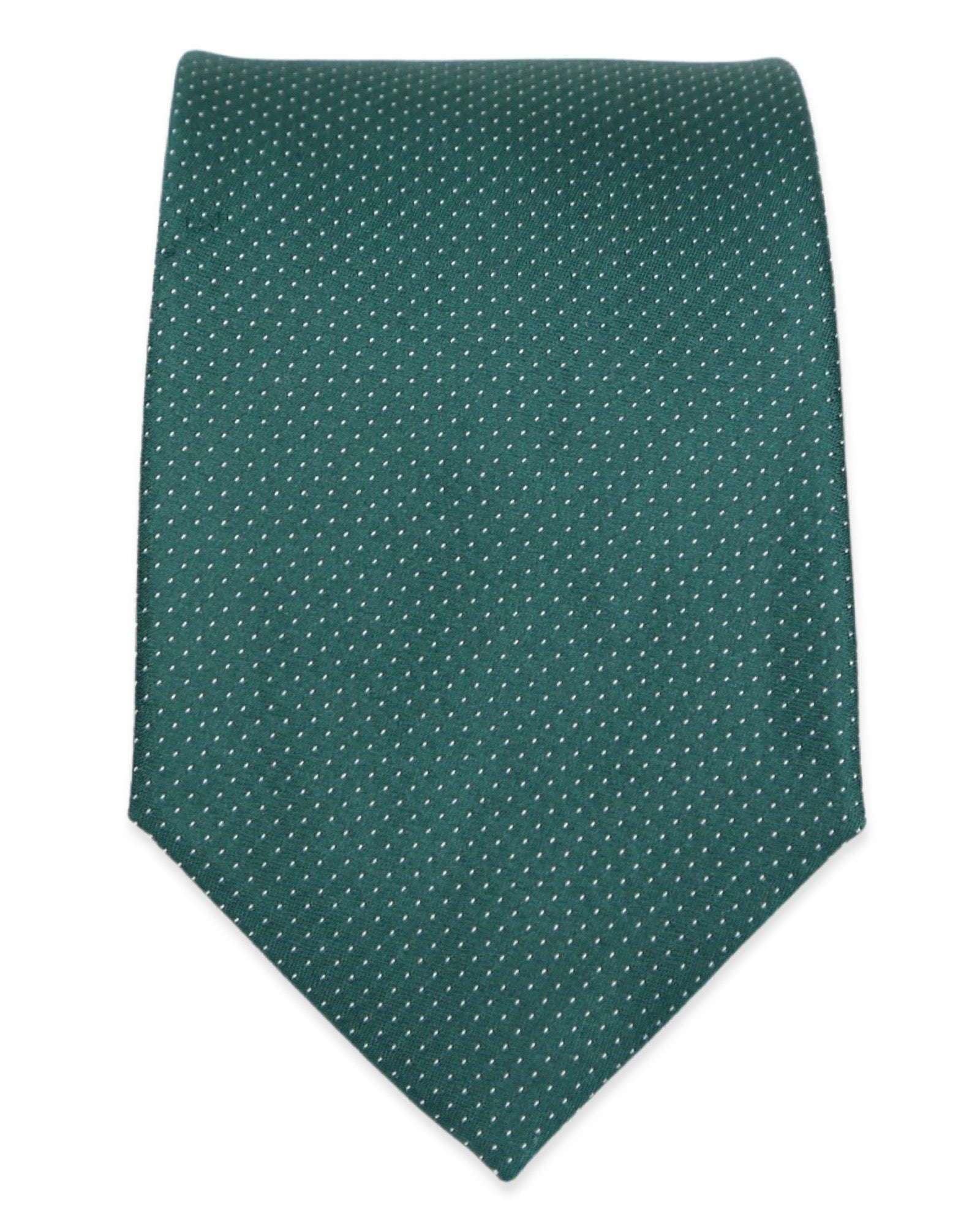 DÉCLIC Classic Microdot Tie for Men - Dark Green Silk Necktie | Perfect for Business, Weddings & Formal Occasions