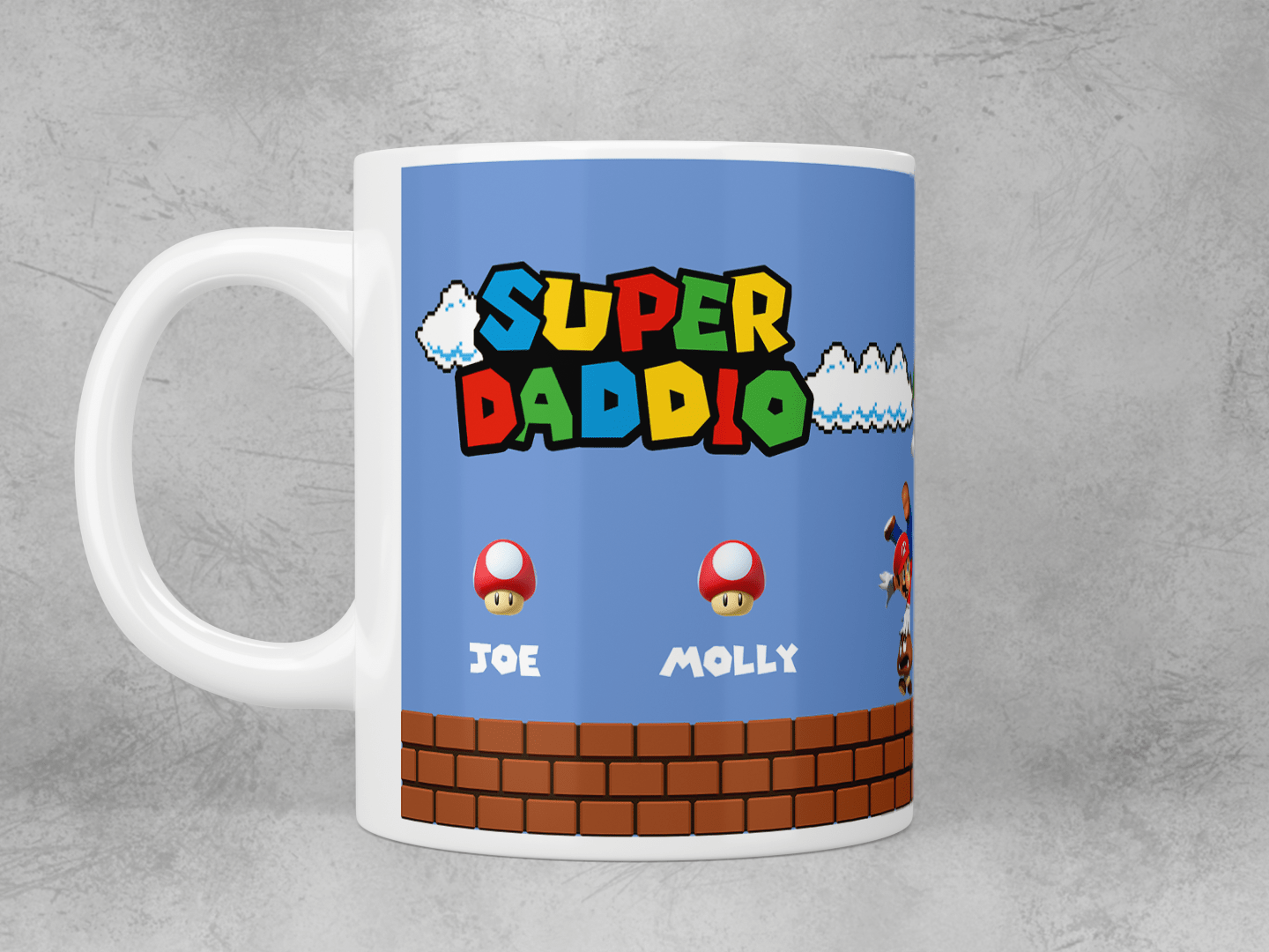 Personalized Super Daddio Coffee Mug - Best Gift for Father's Day, Birthday & Retirement - Funny Dad Cup for Office, Home & Camping Use