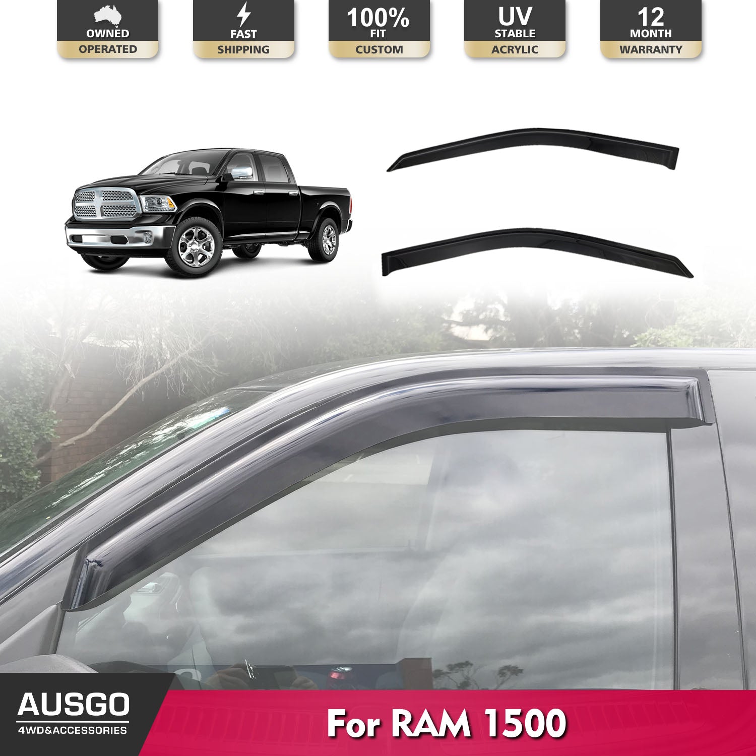 Weather Shields for RAM 1500 DS Series (2017-2022) | Durable Rain Guards & Window Deflectors | Perfect for Off-Roading & All-Weather Protection