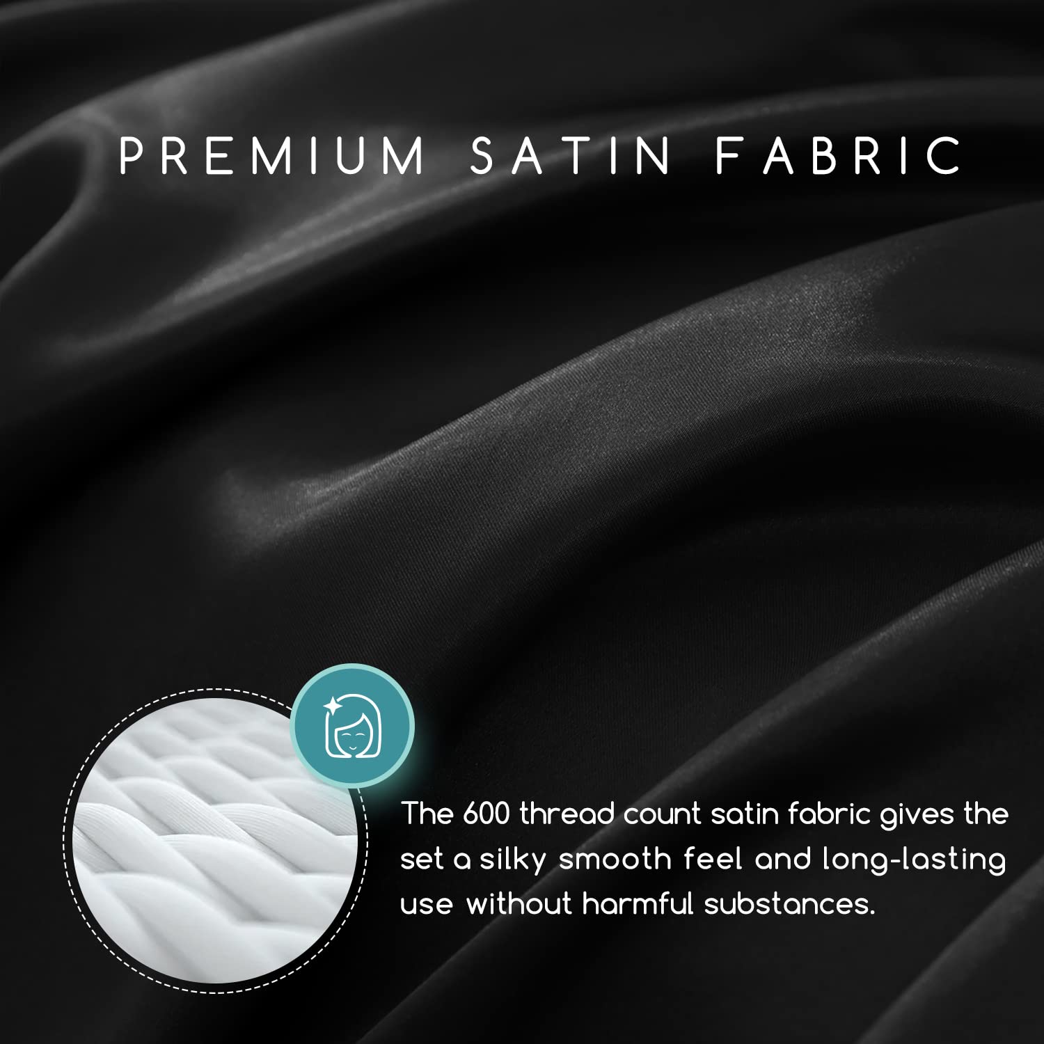 MR&HM Satin King Size Bed Sheets Set - 4 Piece Silky Soft Bedding with 15