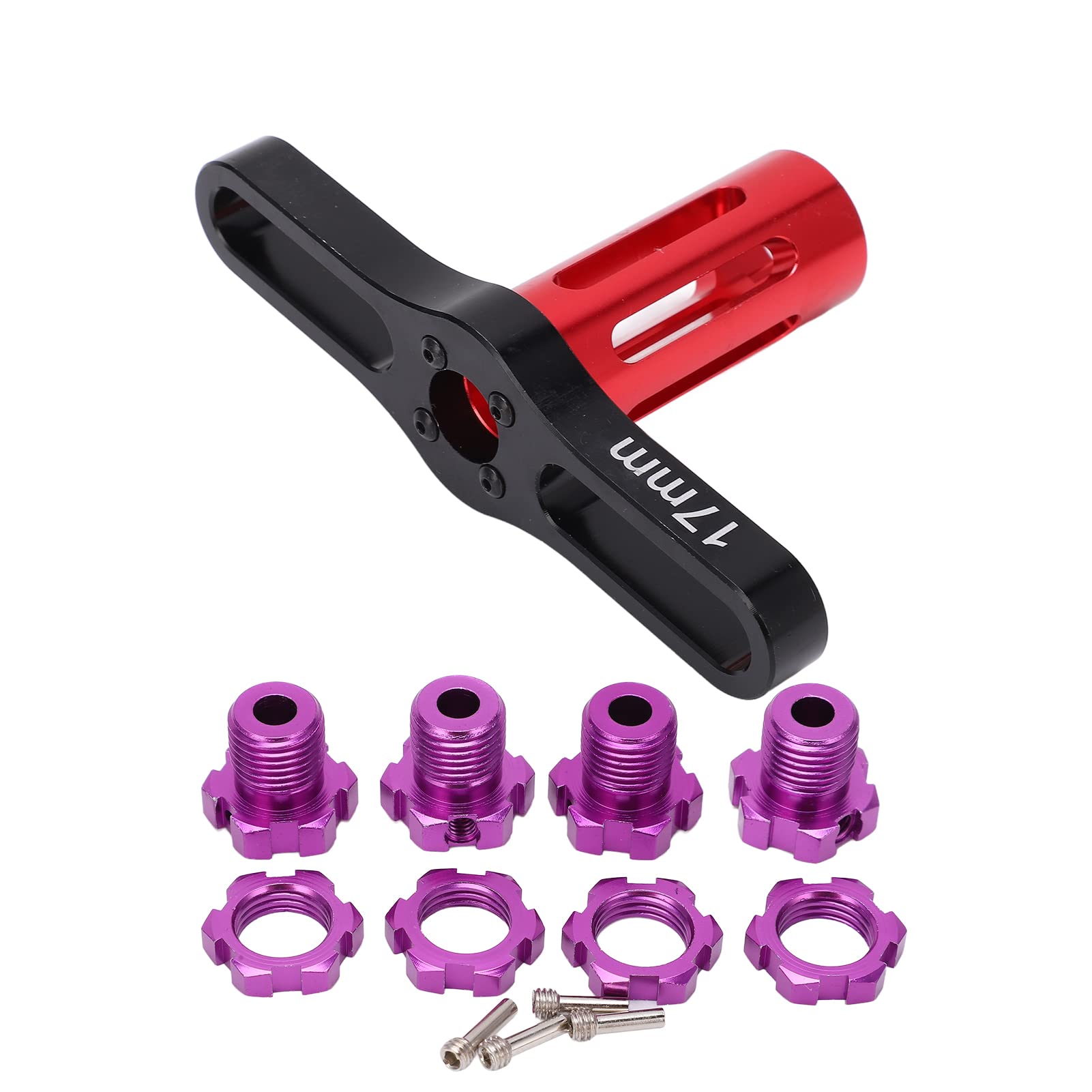 1/10 Scale RC Car Hex Nuts Splined Wheel Hub Set - 4 Piece with Removal Tool for Traxxas Summit & Other 1/10 RC Vehicles (Purple) - Upgrade Your Off-Road RC Car for Better Performance