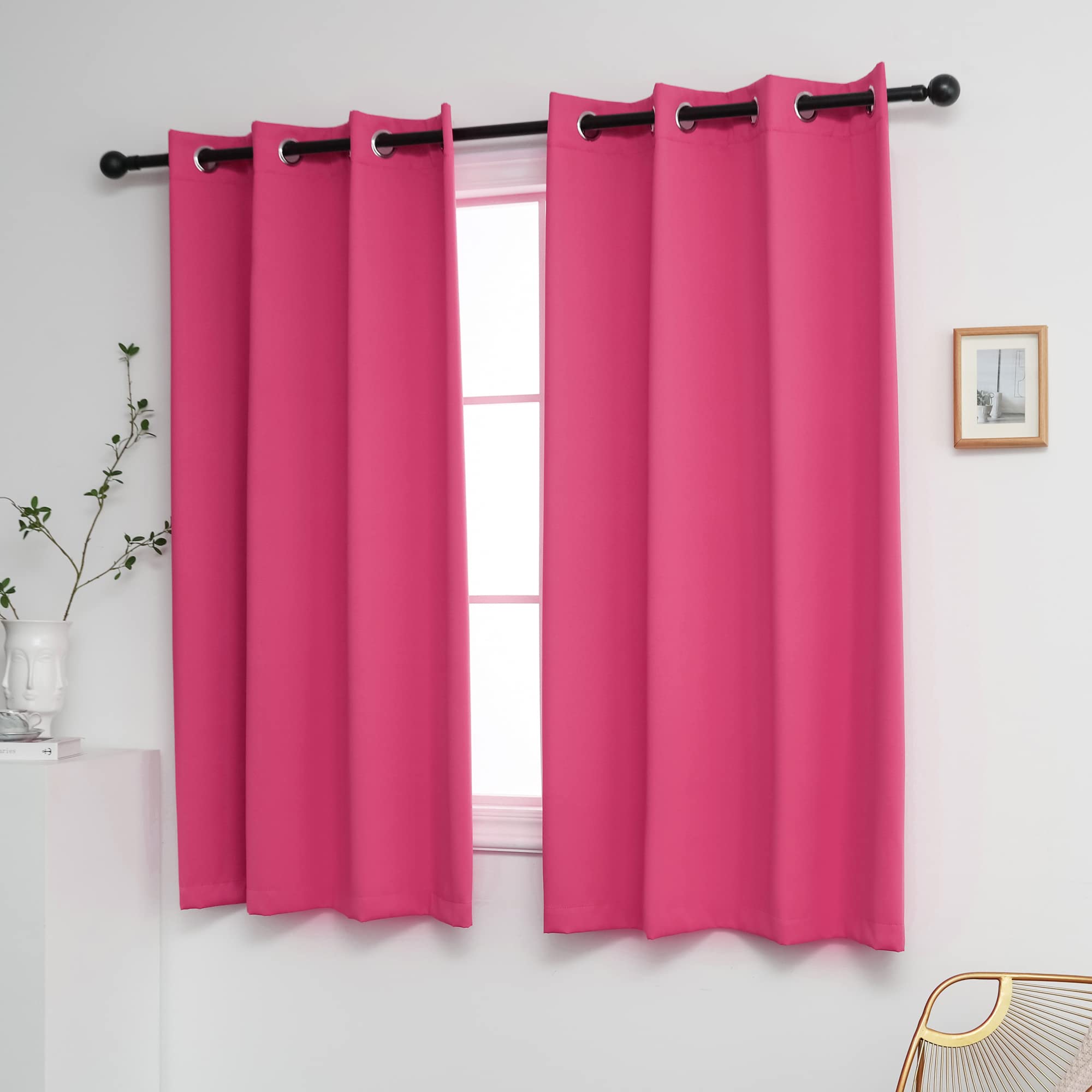 **YGO Hot Pink Blackout Curtains for Girls Bedroom - 52x63 Inches, 2 Panels, Thermal Insulated, Light Blocking, Grommet Top - Perfect for Kids Room, Nursery, Dorm & Home Decor**