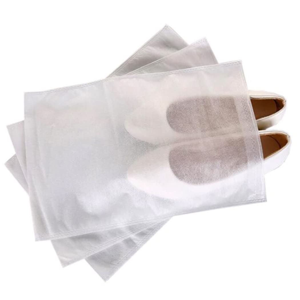 10 Pack Clear Non-Woven Dustproof Shoe Bags - Large Transparent Travel Shoe Organizers with Drawstring for Men & Women - Perfect for Suitcase, Gym Bag, and Closet Storage