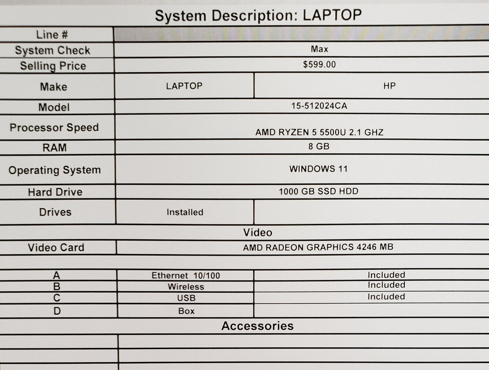 HP 15 512024CA Laptop - 15.6