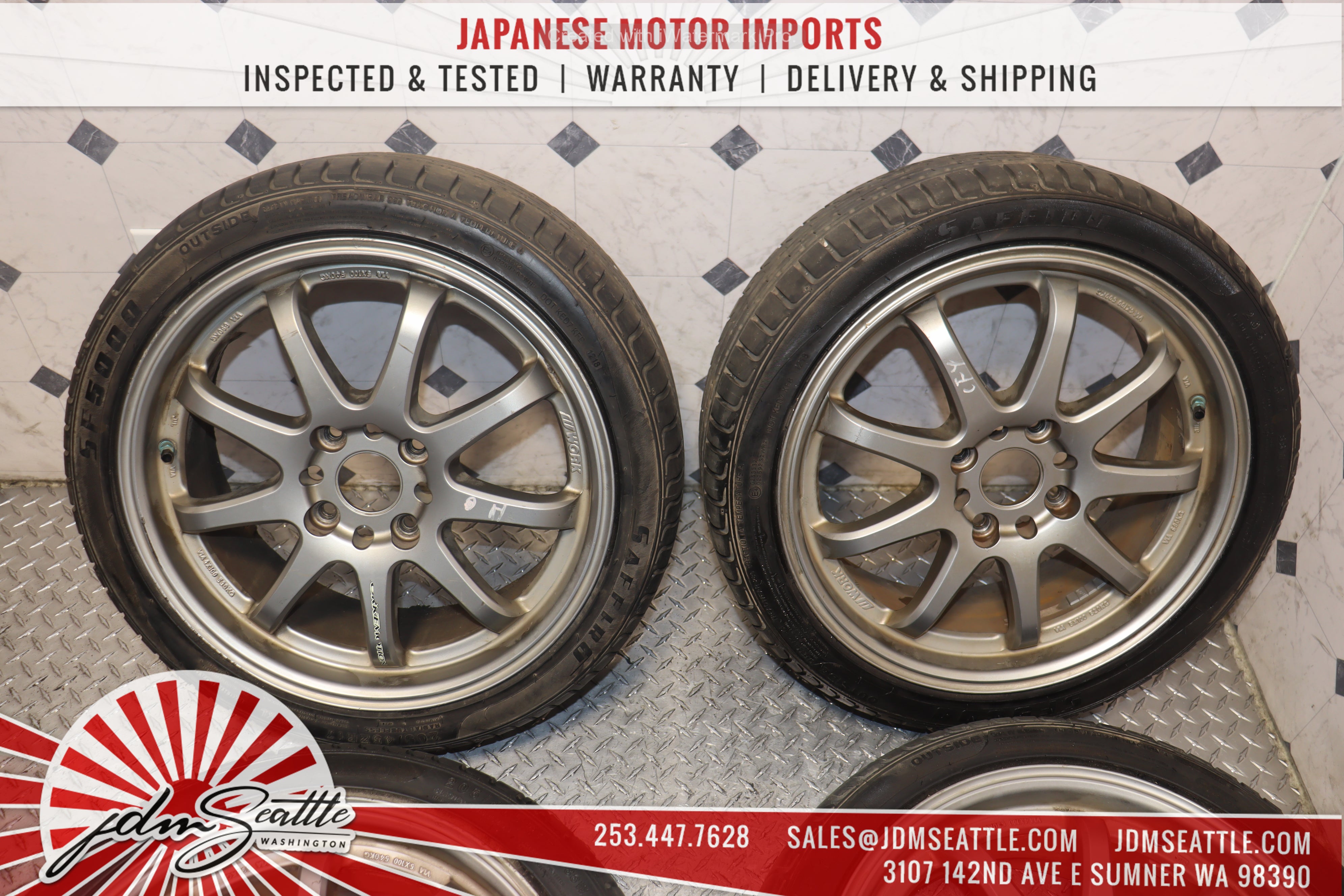 JDM WORK EMOTION XD9 Wheels 17x7 +53 4x114.3 - Set of 4 205/45ZR17 Performance Rims for Drifting, Track Racing & Street Tuning