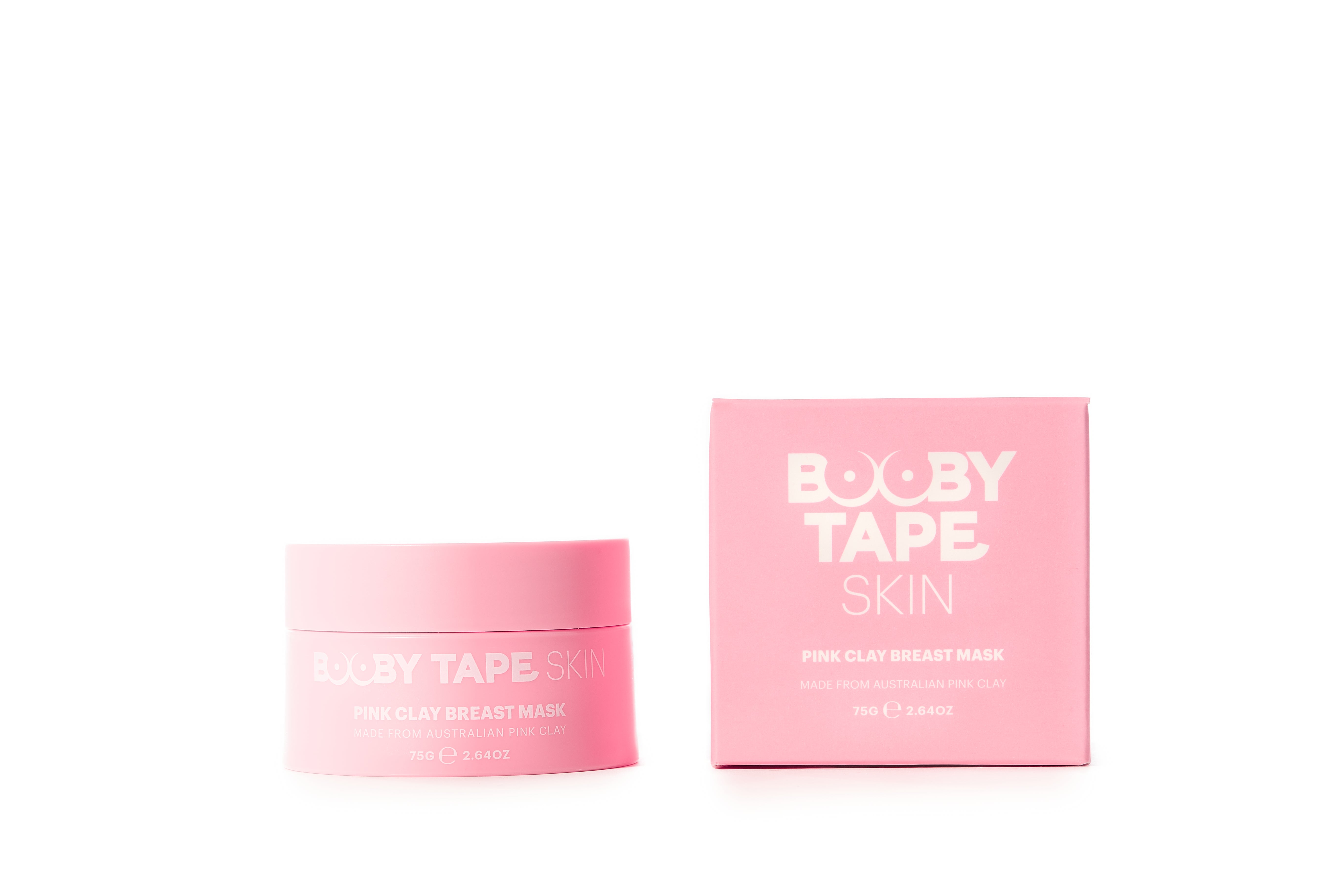 Booby Tape Miracle Pink Clay Breast Mask - Clarifying & Detoxifying Skincare Treatment, 2.64 oz (1 Count) for Smooth & Radiant Skin | Perfect for Spa Days & Self-Care Routines
