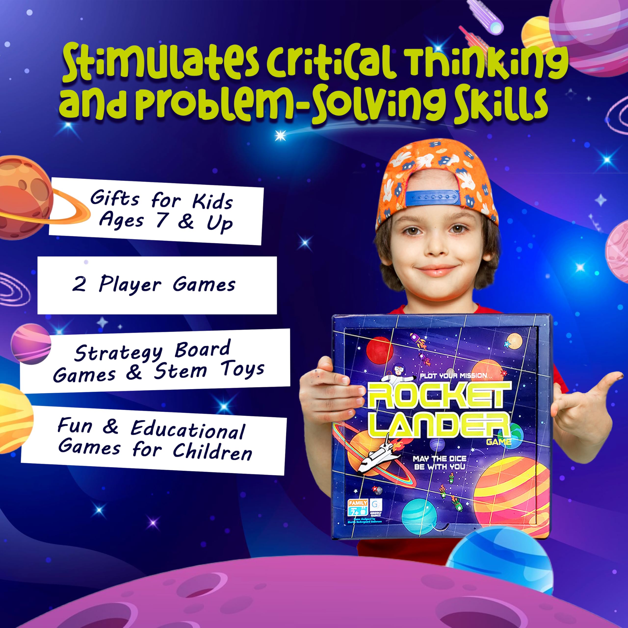 RocketLander STEM Board Game for Kids 8-12 | Educational Math Game for Critical Thinking | Perfect for Family Game Night