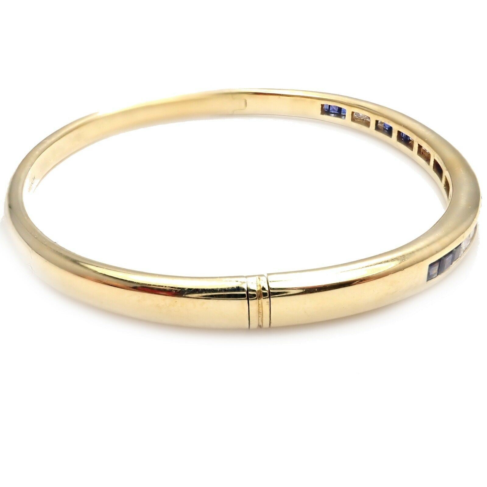Exquisite 18k Yellow Gold Diamond & Sapphire Bangle Bracelet by Craig Drake - Luxury Jewelry for Women, Perfect for Weddings, Anniversaries & Special Occasions