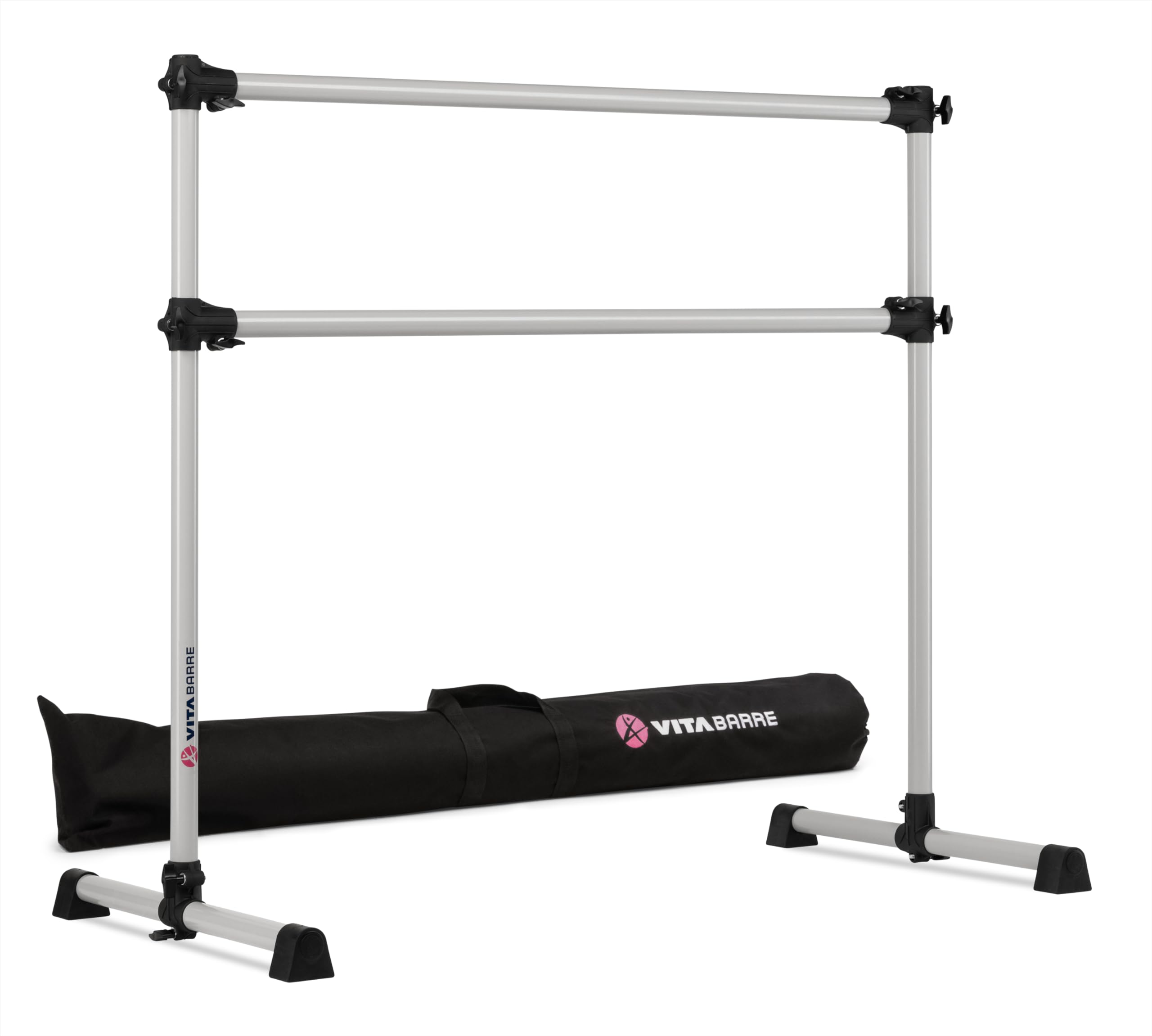Portable Freestanding Double Ballet Barre - Adjustable Height for Home & Gym | USA Made Dance & Fitness Equipment for Kids & Adults | Perfect for Ballet, Pilates, Yoga & Workout Training | Includes Carry Bag