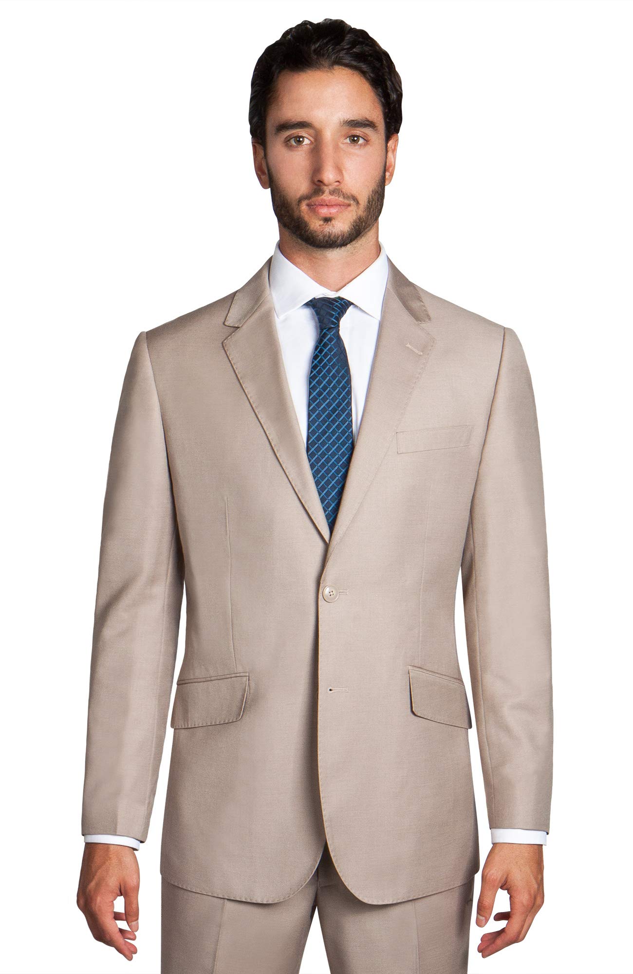 Modern Fit 2-Piece Italian Suit for Men - Wool Blazer & Trousers Set with 2-Button Design | Perfect for Formal Events, Business Meetings & Wedding Attire