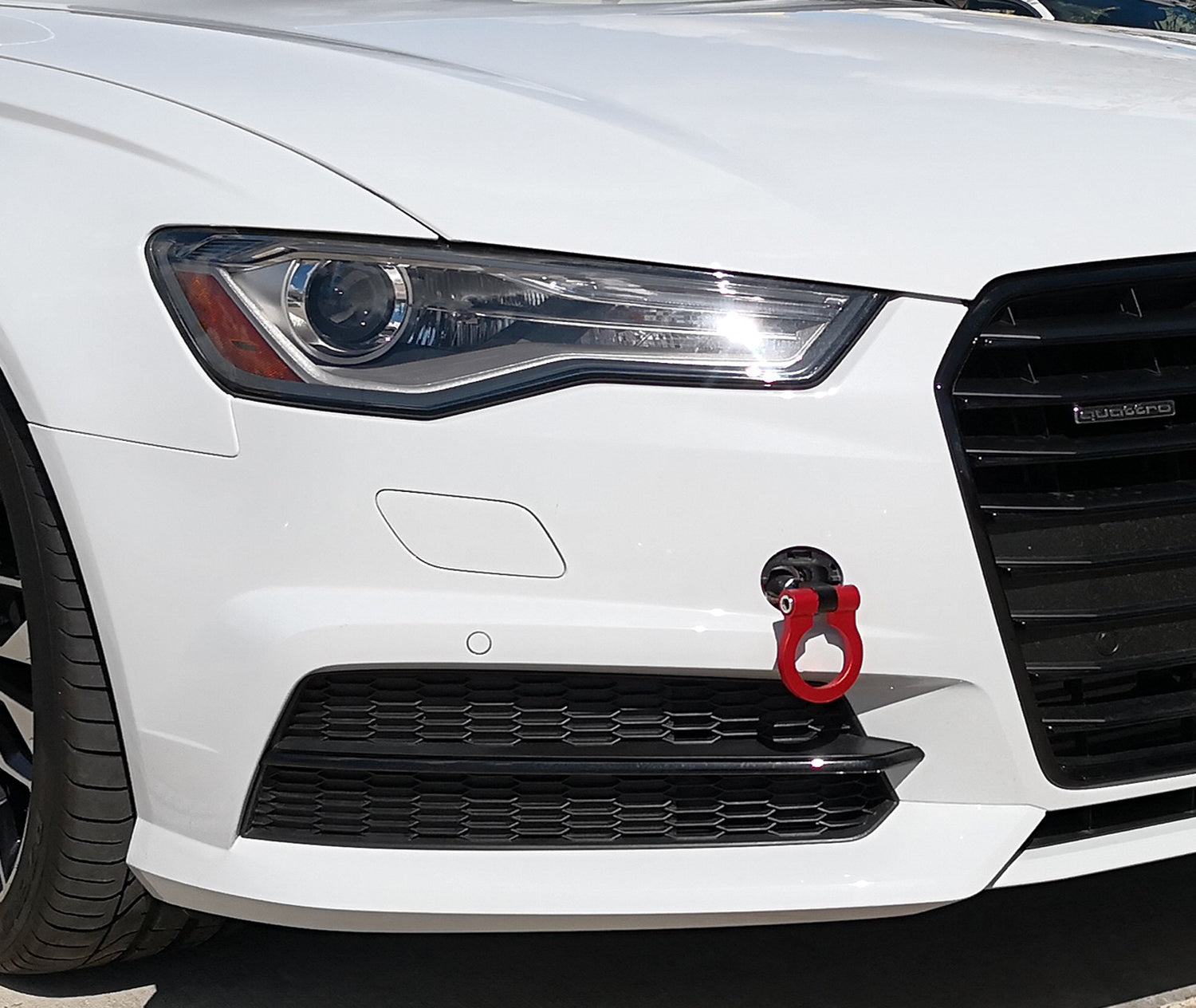 Euro Red Racing Style Tow Hook Ring for Audi A6 S6 A7 S7 (2019+) & VW Jetta Arteon - High Performance Car Accessory for Track Days & Street Style Enhancement