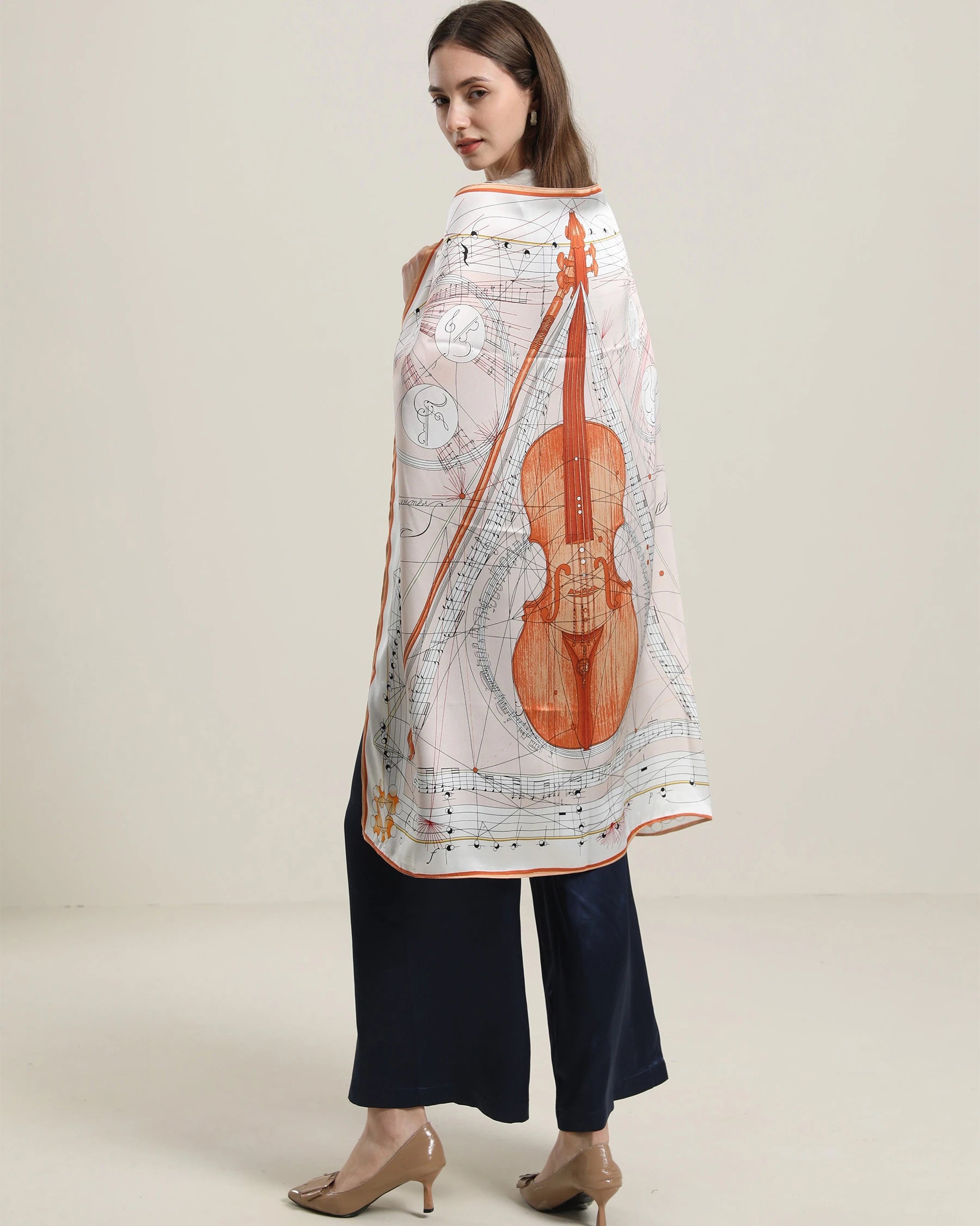 Elegant Silk Violin Scarf for Musicians - Soft & Lightweight Shawl for Violinists, Orchestra Performances, Concerts & Music Lovers