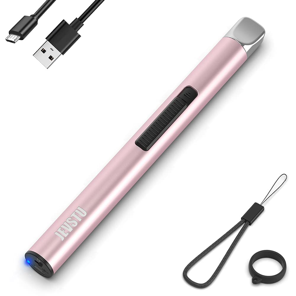 Rechargeable USB Plasma Lighter for Candles, BBQ & Camping - Pink