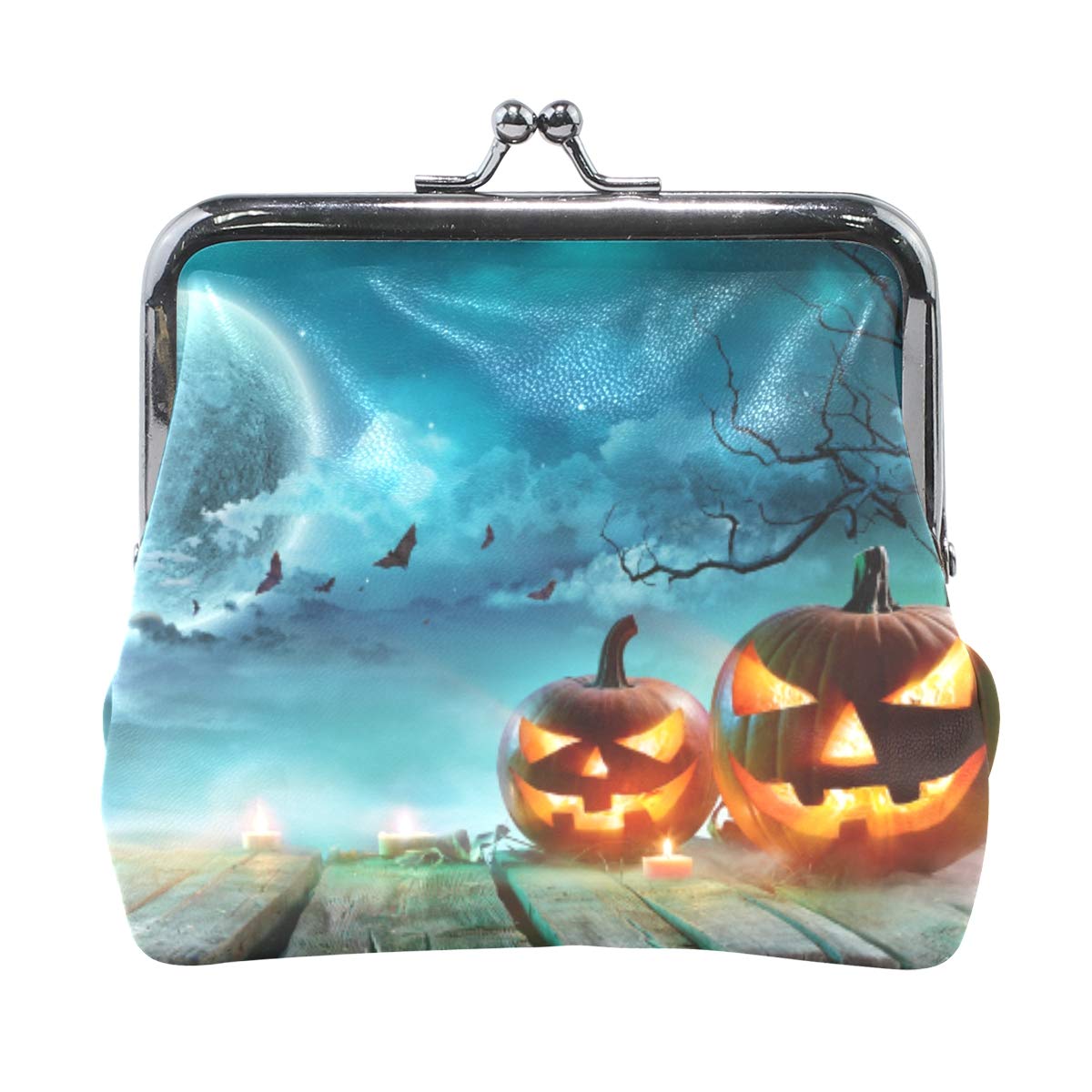 **Halloween Misty Night Pumpkin Lantern Candle - Cute Coin Purse for Women, Retro Money Pouch with Kiss-Lock Buckle, Small Wallet Card & Change Holder - Perfect for Trick-or-Treating, Parties & Costume Accessories**