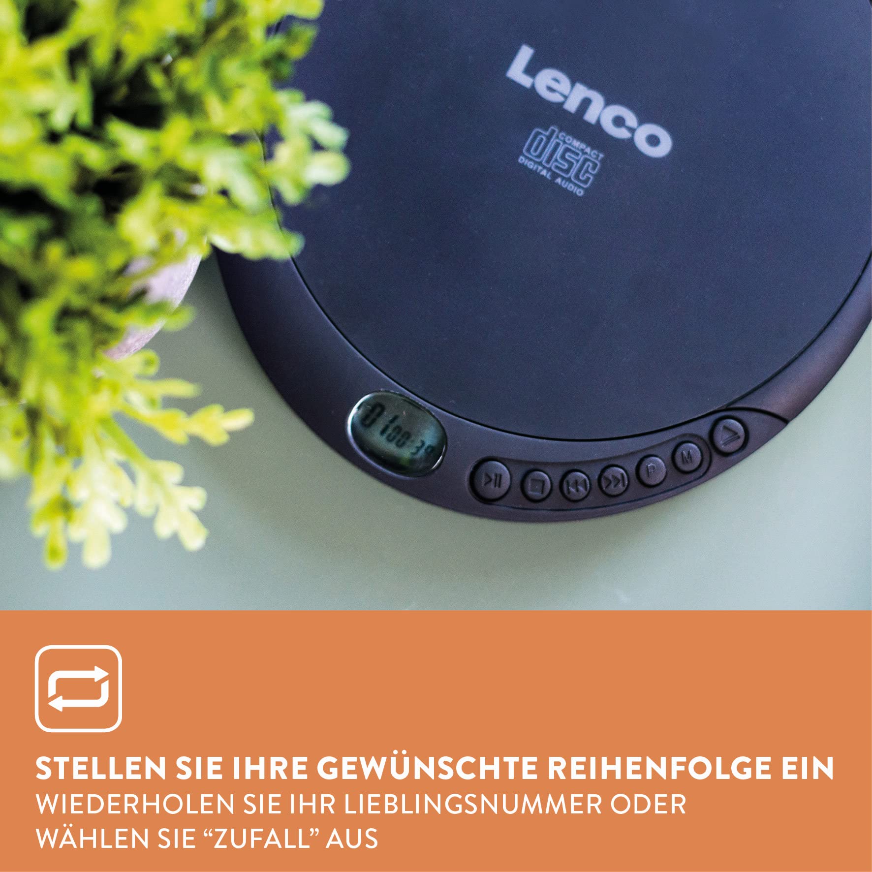 Lenco CD-010 Portable CD Player with Headphones - Walkman Style MP3/CD Player with Micro USB Charging - Perfect for Commuting, Travel & Home Listening (Black)