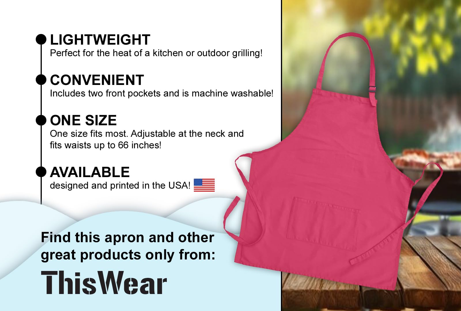 Adjustable Bib Apron with Two Pockets - The Bump Maker - Perfect for Cooking, Gardening & DIY Projects
