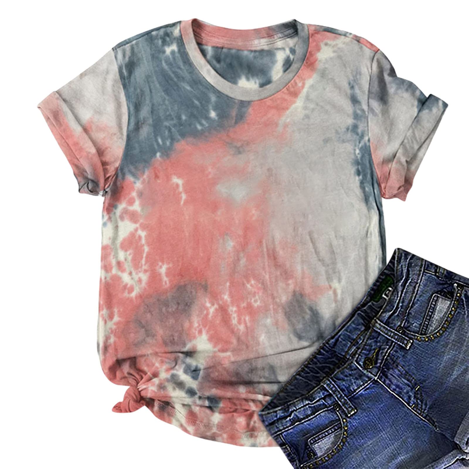 SCKARLE Tie Dye T-Shirt for Women | Cute Short Sleeve Graphic Tee | Funny Casual Summer Top | Perfect for Beach Outings, Music Festivals & Everyday Wear