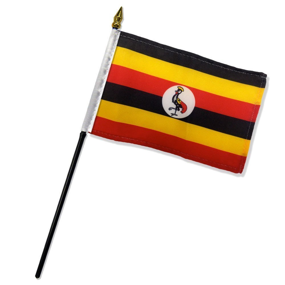 12 Pack Uganda 4x6 Inch Mini Desk Stick Flags - No Base Included - Perfect for Office Decor, International Events, and Classroom Geography Lessons