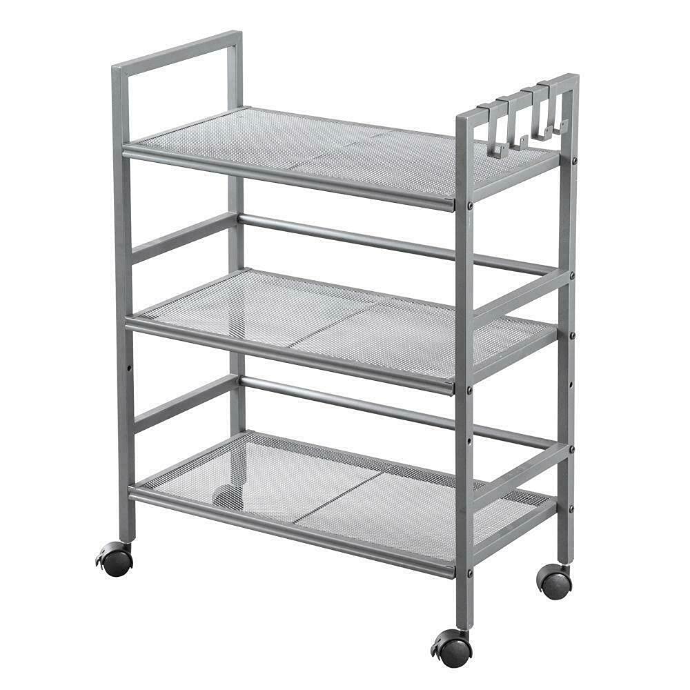 3-Tier Wire Mesh Rolling Cart with Wheels - Grey Kitchen Utility Cart for Storage & Organization | Perfect for Kitchen, Bathroom, Office & Dorm Room Organization