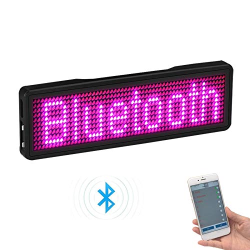 Sujurio Bluetooth LED Name Badge - Rechargeable Customizable Message Board with Scrolling Text Display (Type 5) - Perfect for Conferences, Events, Retail & Hospitality Staff