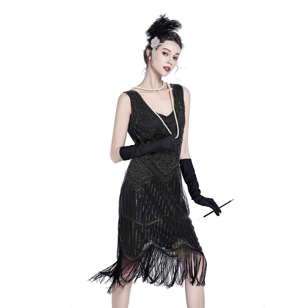 1920s Flapper Dresses for Women - Vintage Gatsby Party Dresses, Roaring 20s Great Gatsby Costume, Sequined Fringe Dress for 1920s Themed Parties, Halloween, Burlesque Shows & Jazz Age Events