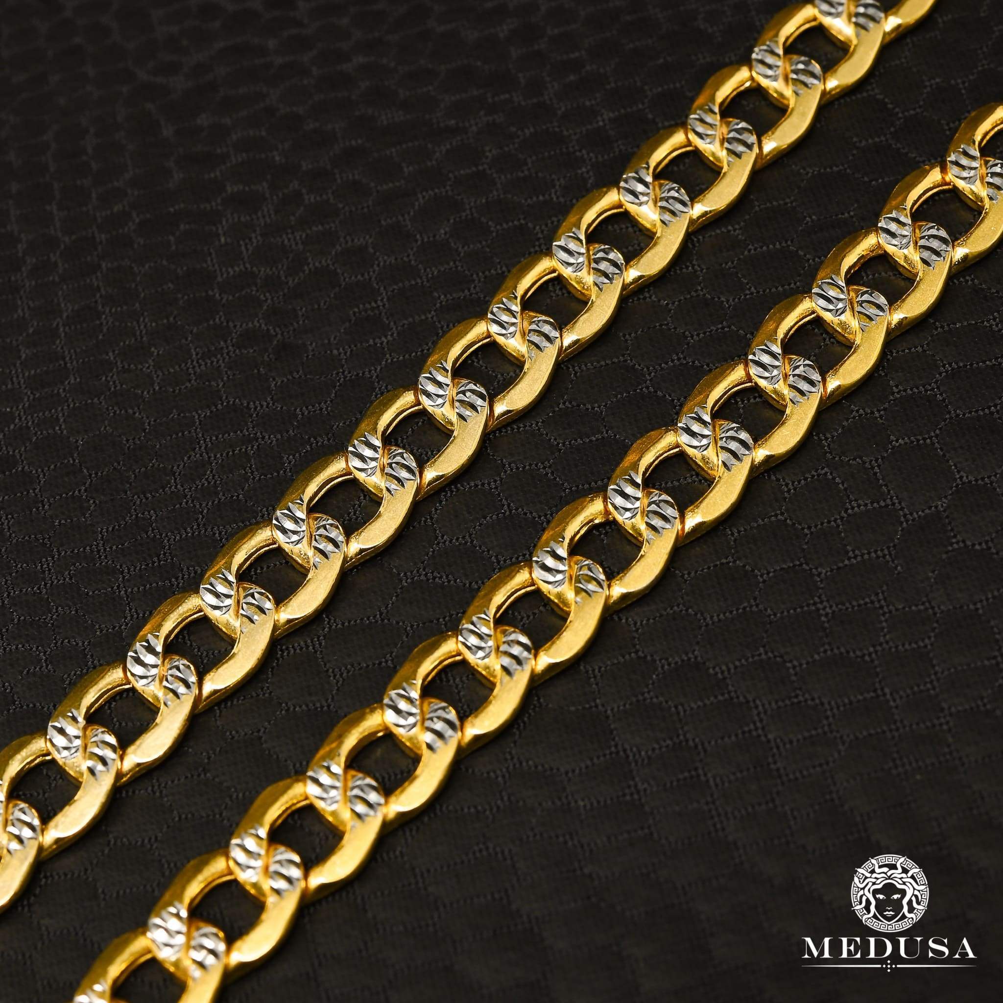 7.5mm Curb Link Two-Tone Stainless Steel Chain Bracelet for Men & Women - Perfect for Casual Wear, Layering & Gift Giving