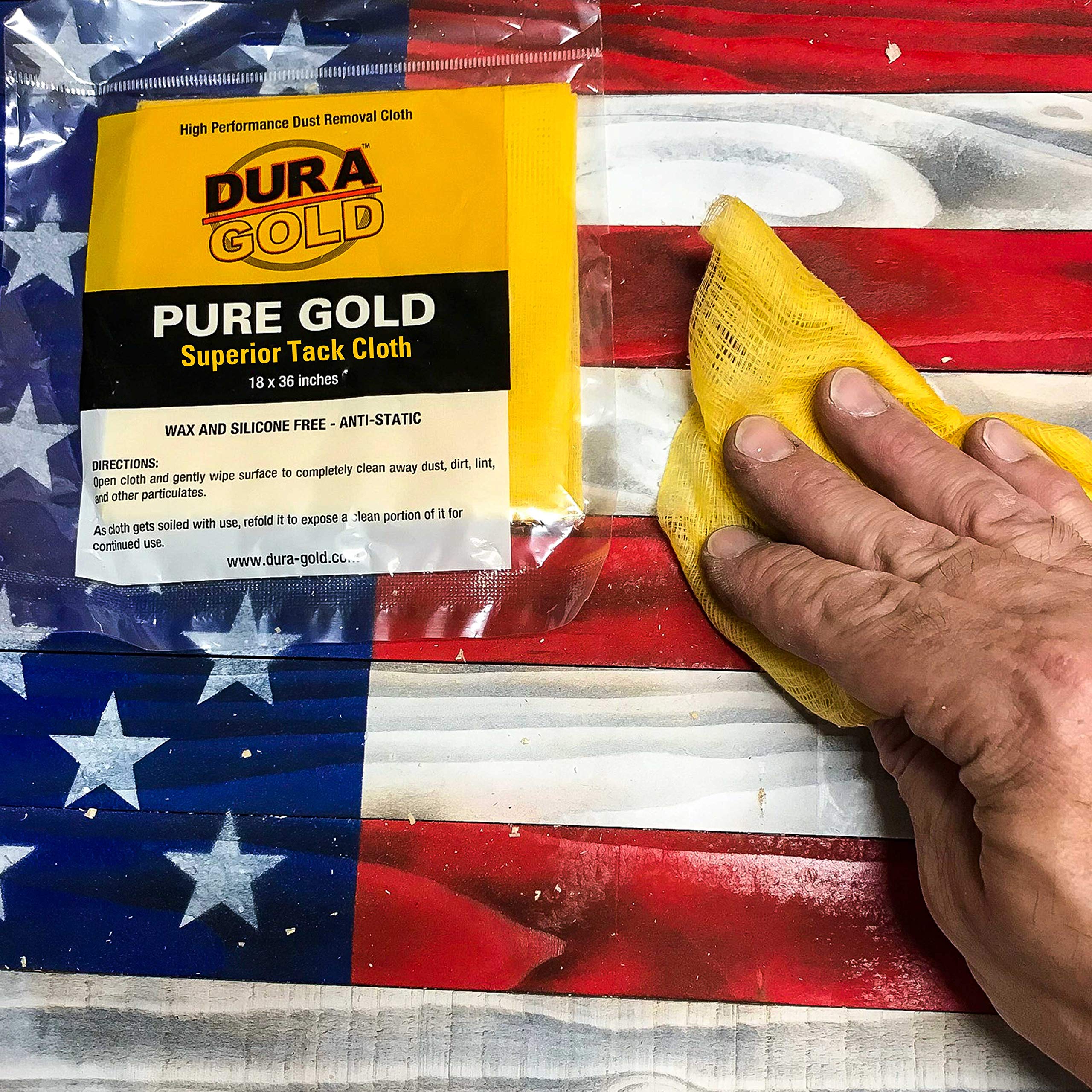 Dura-Gold Premium Tack Cloth - 144 Pack for Woodworking & Automotive Painting | Dust-Free Surface Prep | Ideal for Wood Staining, Auto Body Paint Prep & DIY Projects