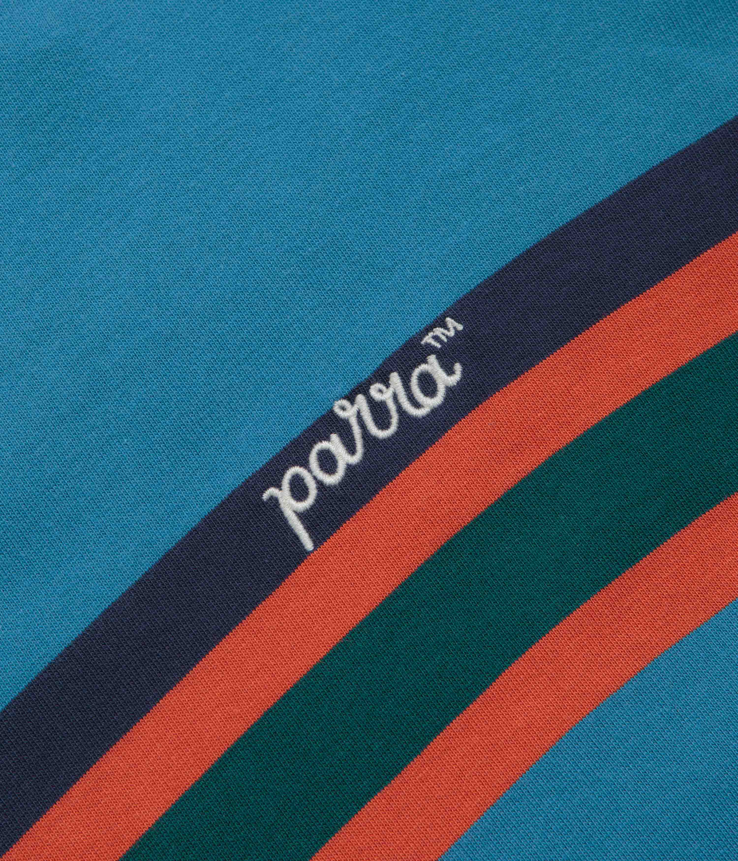 Parra Script Striped T-Shirt for Men - Blue Cotton Casual Tee - Perfect for Streetwear, Summer Outfits & Everyday Comfort