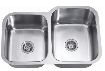 Dawn ASU110 30-Inch Double Bowl Undermount Kitchen Sink - 18 Gauge Stainless Steel - Perfect for Modern Kitchens & Heavy-Duty Cooking
