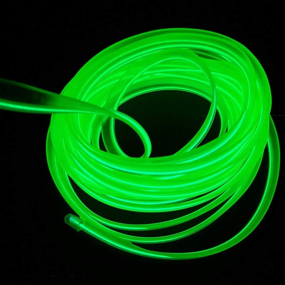 ABALDI El Wire Neon Light Interior Car Lighting Kit - 5m/16ft Fluorescent Green Ambient Glow for Xmas, Halloween & Christmas Car Decor - Perfect for Night Driving & Party Vehicle Customization