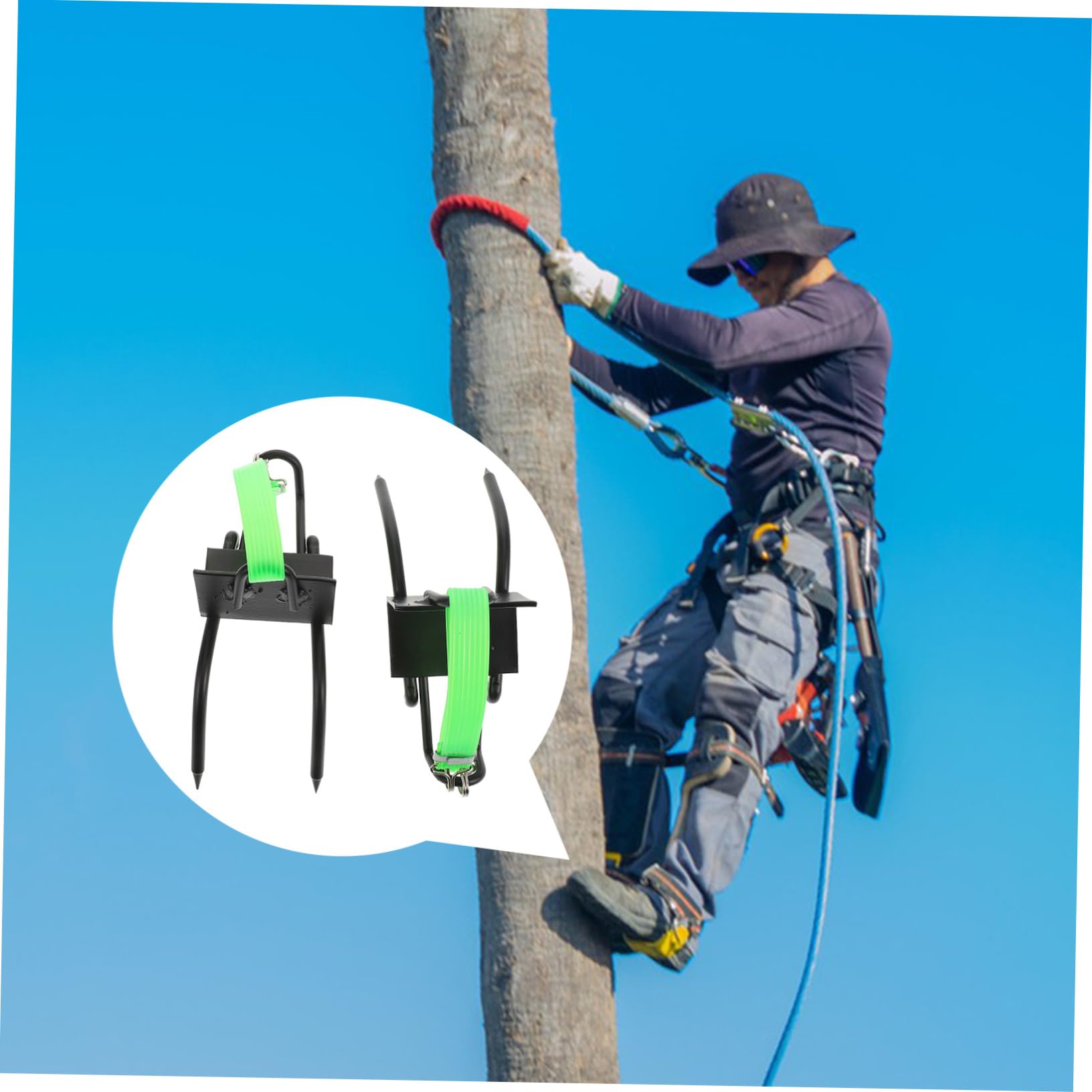 SUPVOX Professional Tree Climbing Spikes for Arborists & Electricians - Heavy Duty Steel Climbing Gear with Comfortable Straps - Perfect for Tree Trimming, Utility Work & Outdoor Climbing