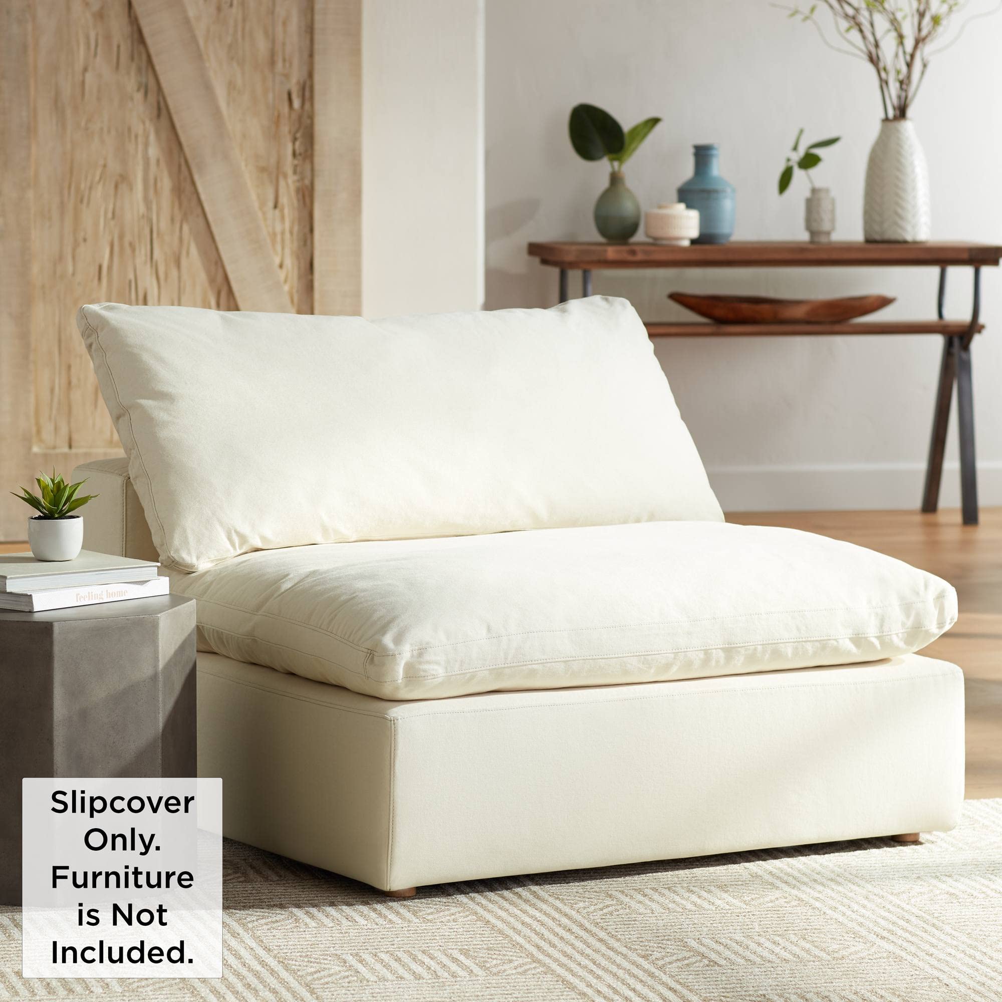 55 Downing Street Classic Natural Linen Slipcover for Skye Peyton Armless Sectional Chairs - Premium Sofa Cover for Living Room, Home Decor & Furniture Protection