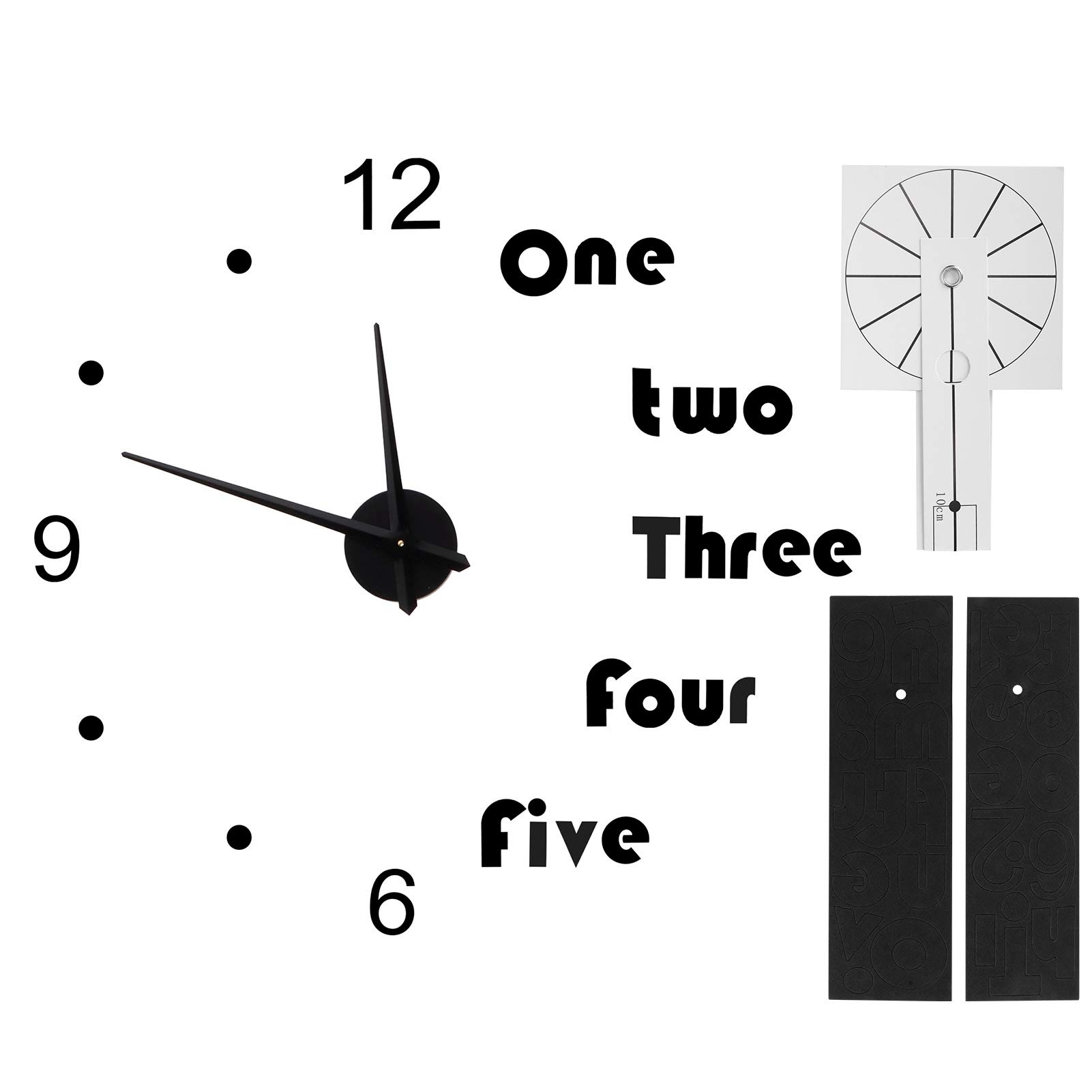 Vbestlife DIY Wall Clock Kit - Durable Peel & Stick Wall Clock Stickers for Home Decor - Easy to Install Black Wall Clock for Bedroom, Living Room, Office | Perfect for Modern Home, Dorm Room & Gift Giving