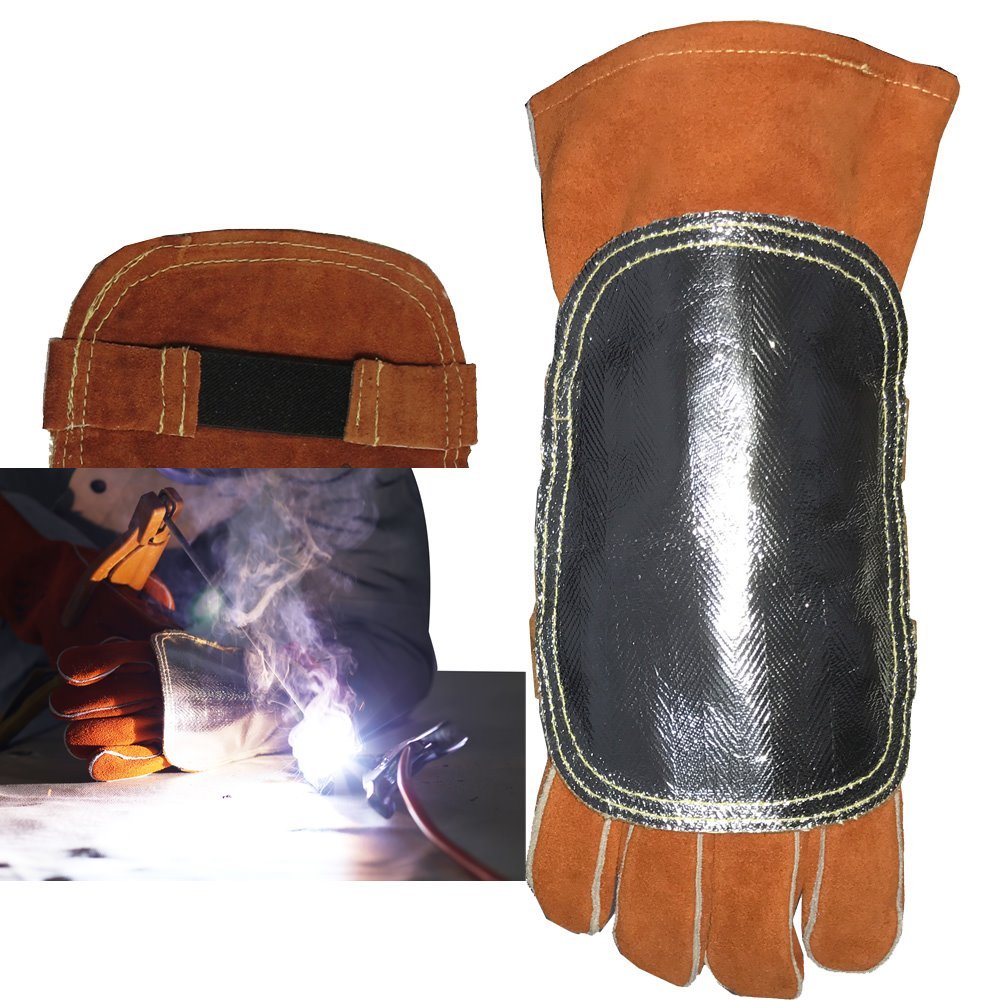 High Heat Resistant Welding Gloves - Aluminized & Cowhide Leather with Flame Stitching for Maximum Protection (2 Pairs) - Ideal for Metal Fabrication, Forging, and Industrial Welding Projects