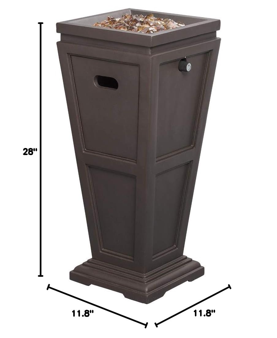 Endless Summer 28 Inch Gas Fire Pit Column - 11.8x11.8x28 Inches Outdoor Propane Fireplace for Patio, Deck, Backyard, and Poolside Gatherings