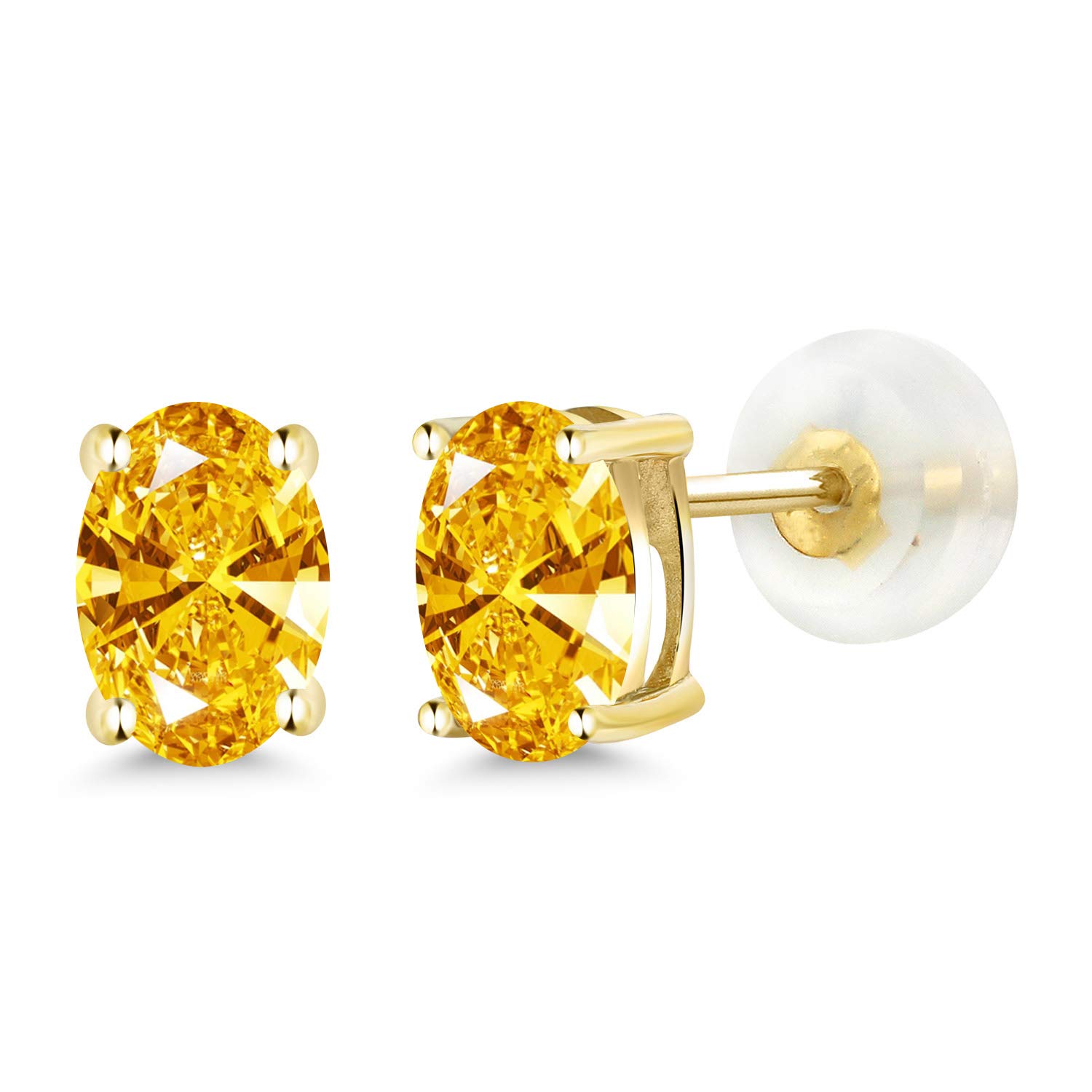 14K Gold Oval Gemstone Birthstone Stud Earrings for Women & Men | 6x4mm Oval Cut | Fine Jewelry Gifts for Her, Mom, Wife | Anniversary, Birthday, Valentine's Day Gift Idea