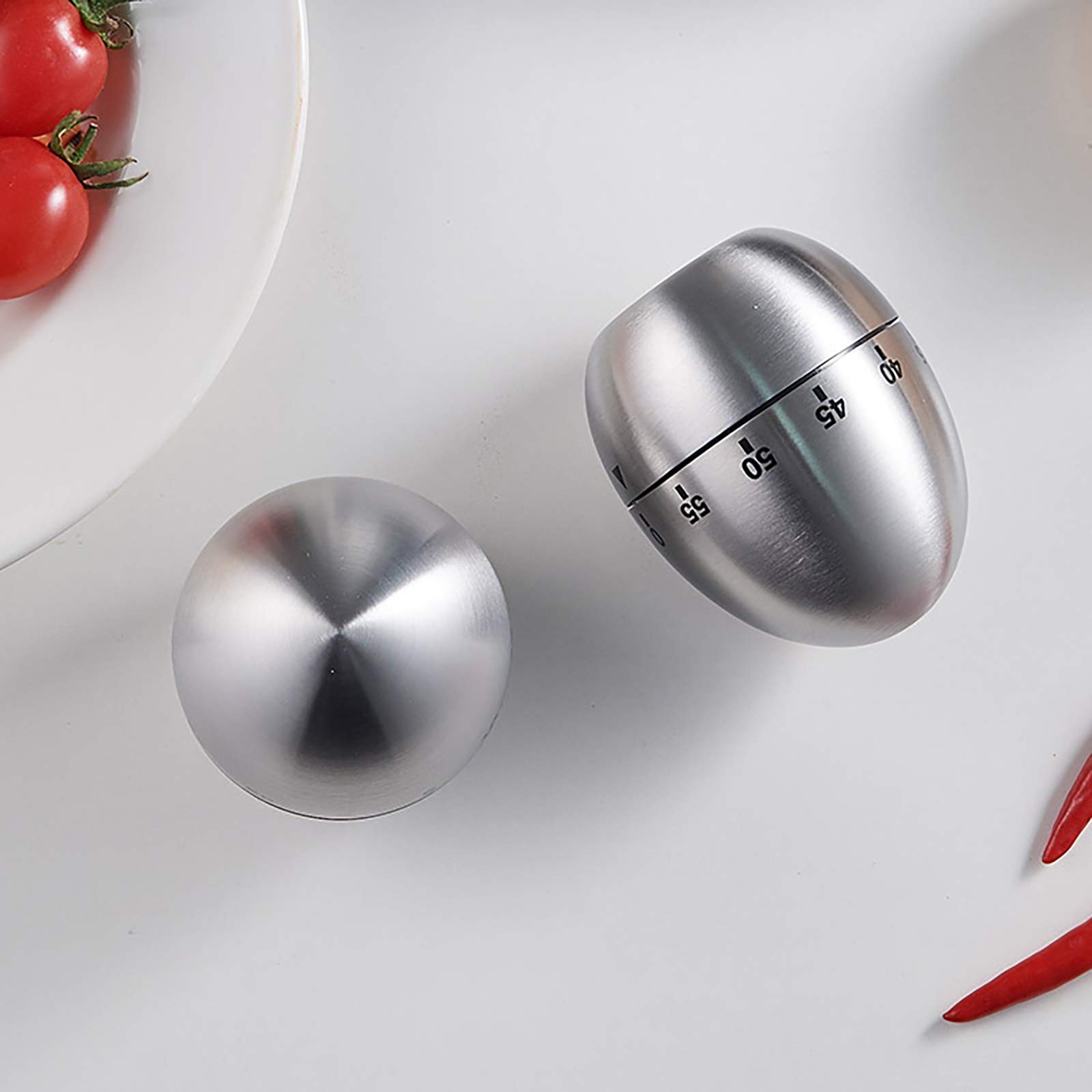 **Stainless Steel Mechanical Egg Kitchen Timer - Manual Countdown Cooking Timer with Loud Alarm for Baking, Kids Cooking & Kitchen Use**    *(Use Cases: Perfect for baking, meal prep, kids' cooking classes, and kitchen time management.)*