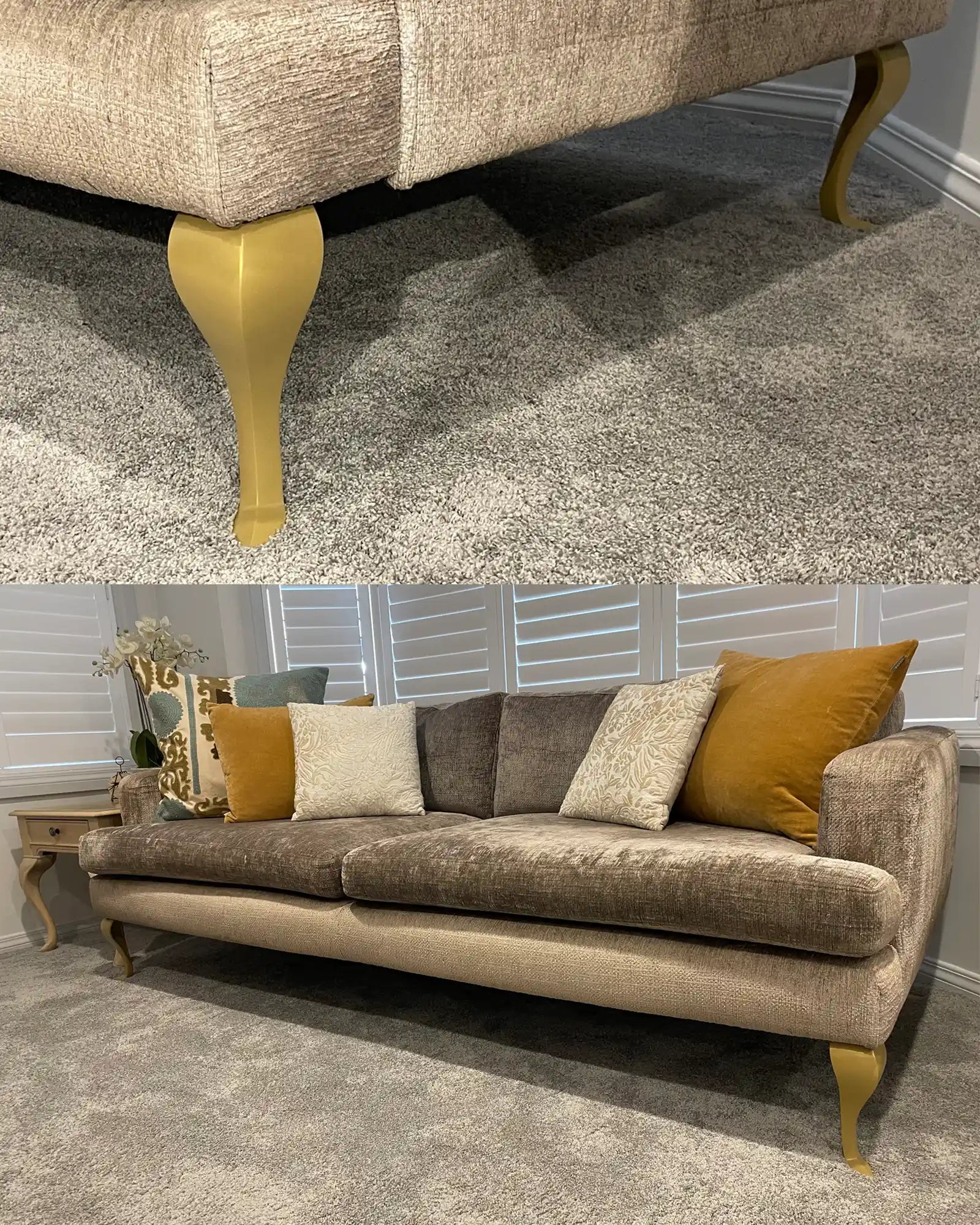 24cm Tall Queen Anne Furniture Legs in Soft Gold - Perfect for Sofa, Chair & Table Restoration & DIY Projects