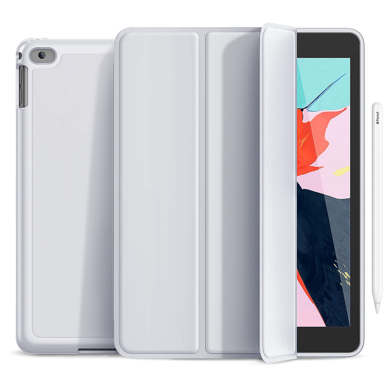 Gahwa iPad 9.7 Inch Protective Case with Built-in Pencil Holder - Compatible with iPad 6th/5th Generation (2018/2017) & iPad Air 2/Air - Auto Sleep/Wake Feature - Perfect for Work, School & Travel (Grey)