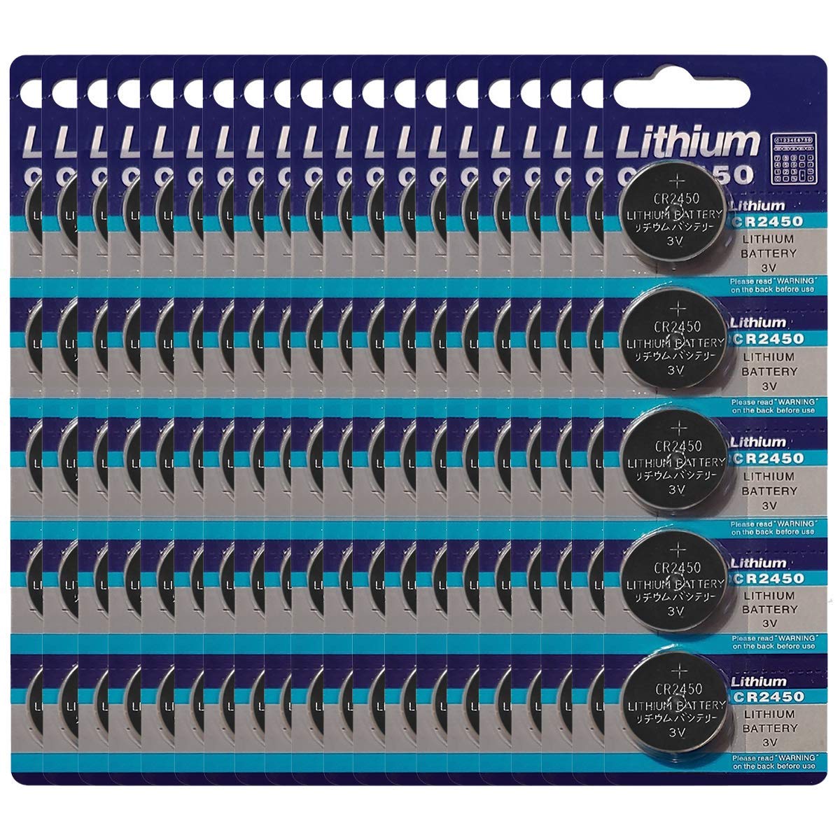TIANQIU 100-Pack CR2450 BR2450 3V Lithium Coin Batteries - Long-Lasting Power for Watches, Key Fobs, Calculators & Medical Devices